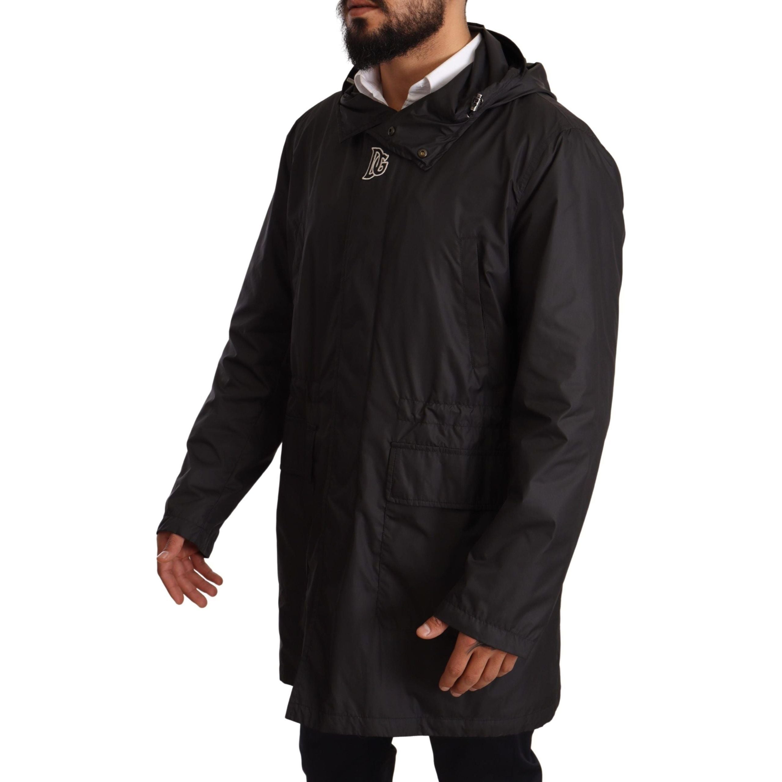 Dolce & Gabbana Black Nylon Hooded Blouson Jacket