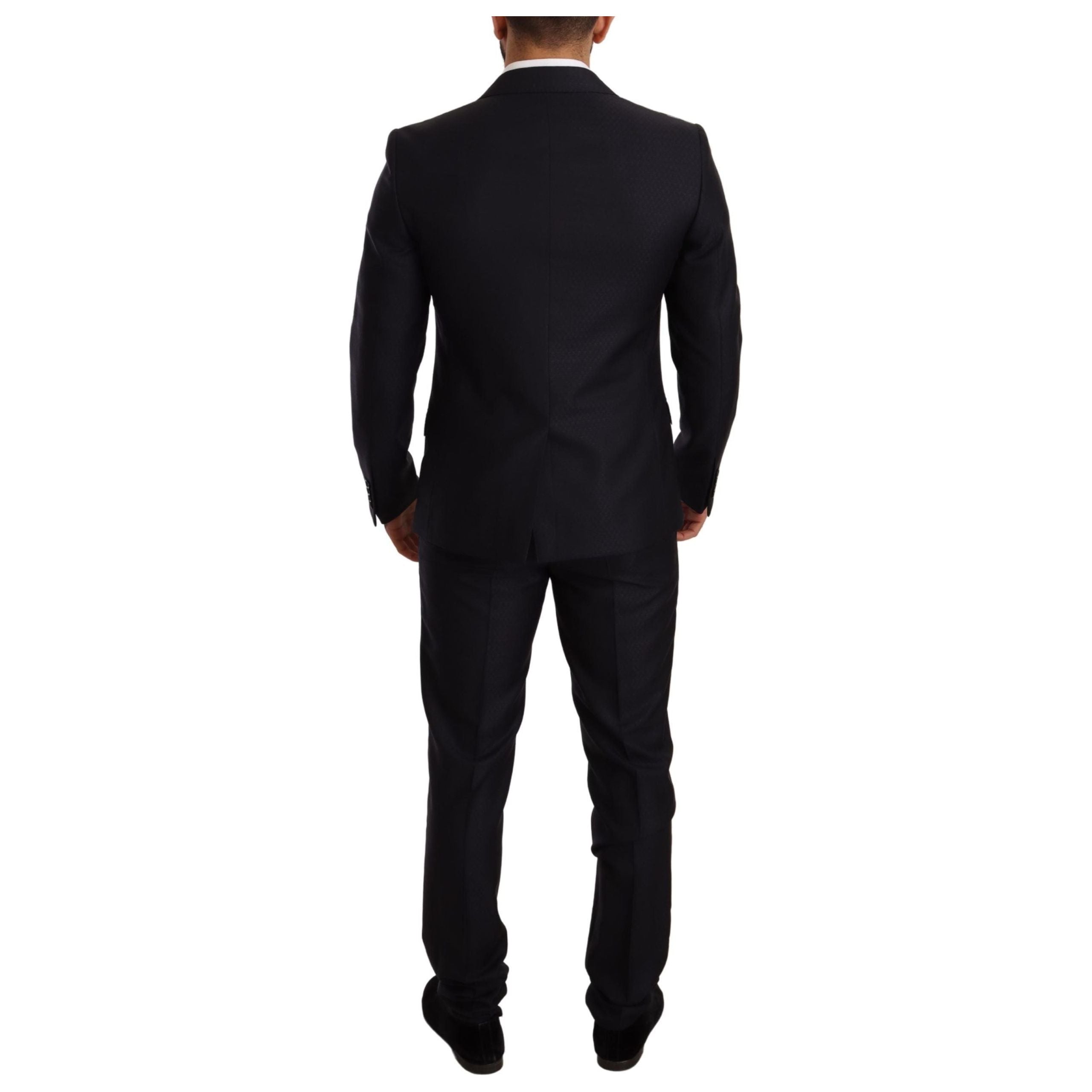 Dolce & Gabbana Blue Jacquard Wool Suit
