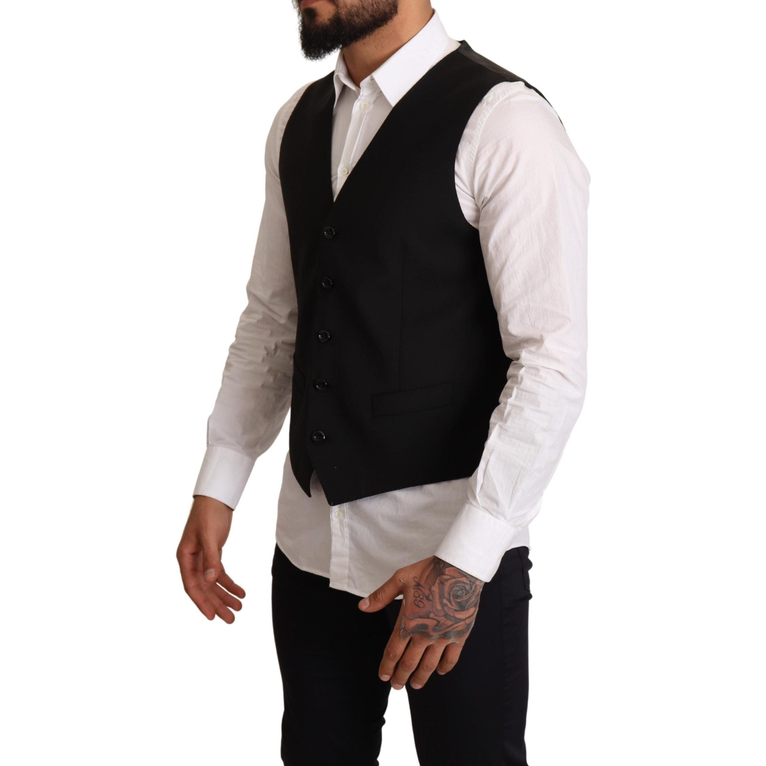 Dolce & Gabbana Black Wool Formal Dress Vest for Sophistication