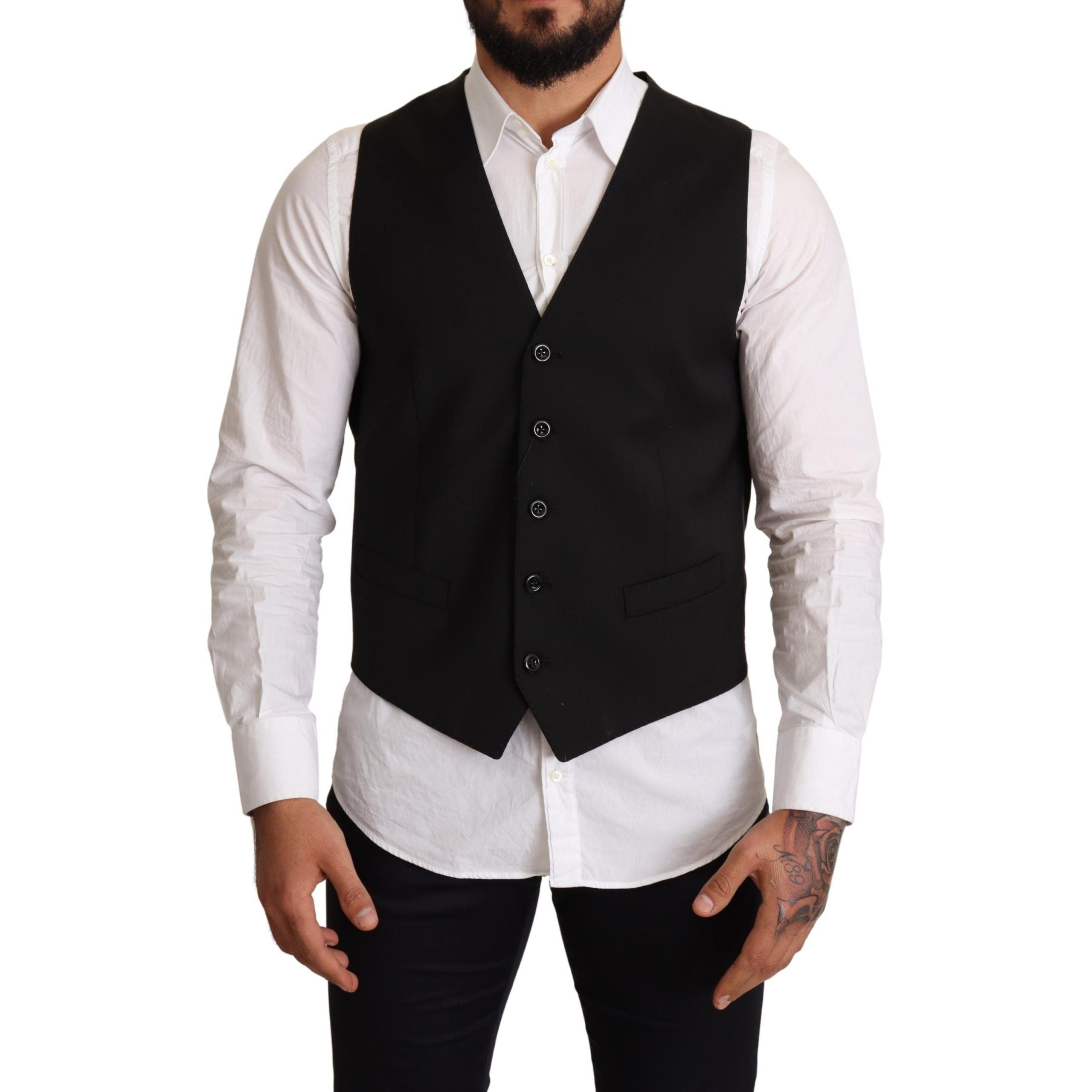 Dolce & Gabbana Black Wool Formal Dress Vest for Sophistication