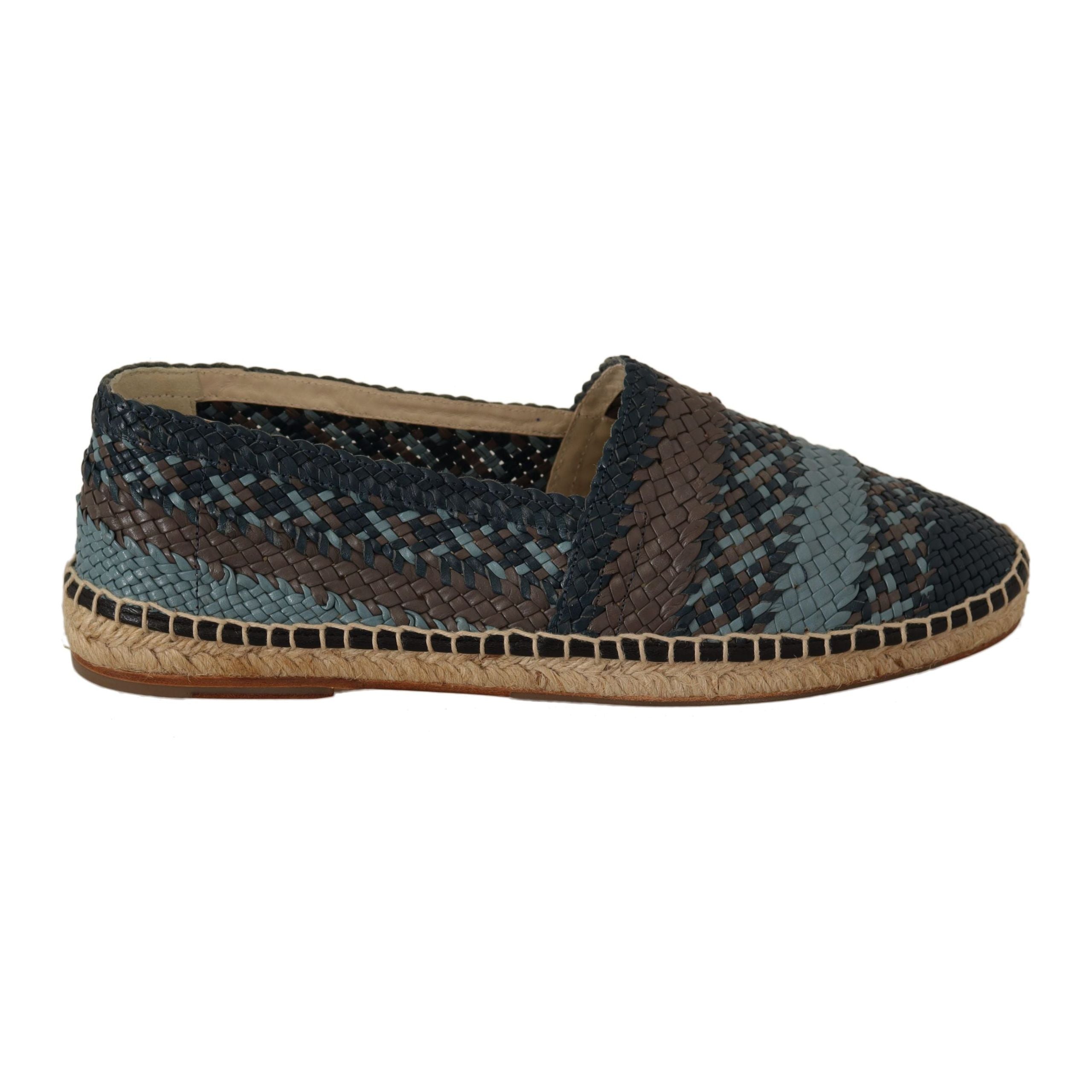 Dolce & Gabbana Blue Woven Leather Espadrilles Luxe