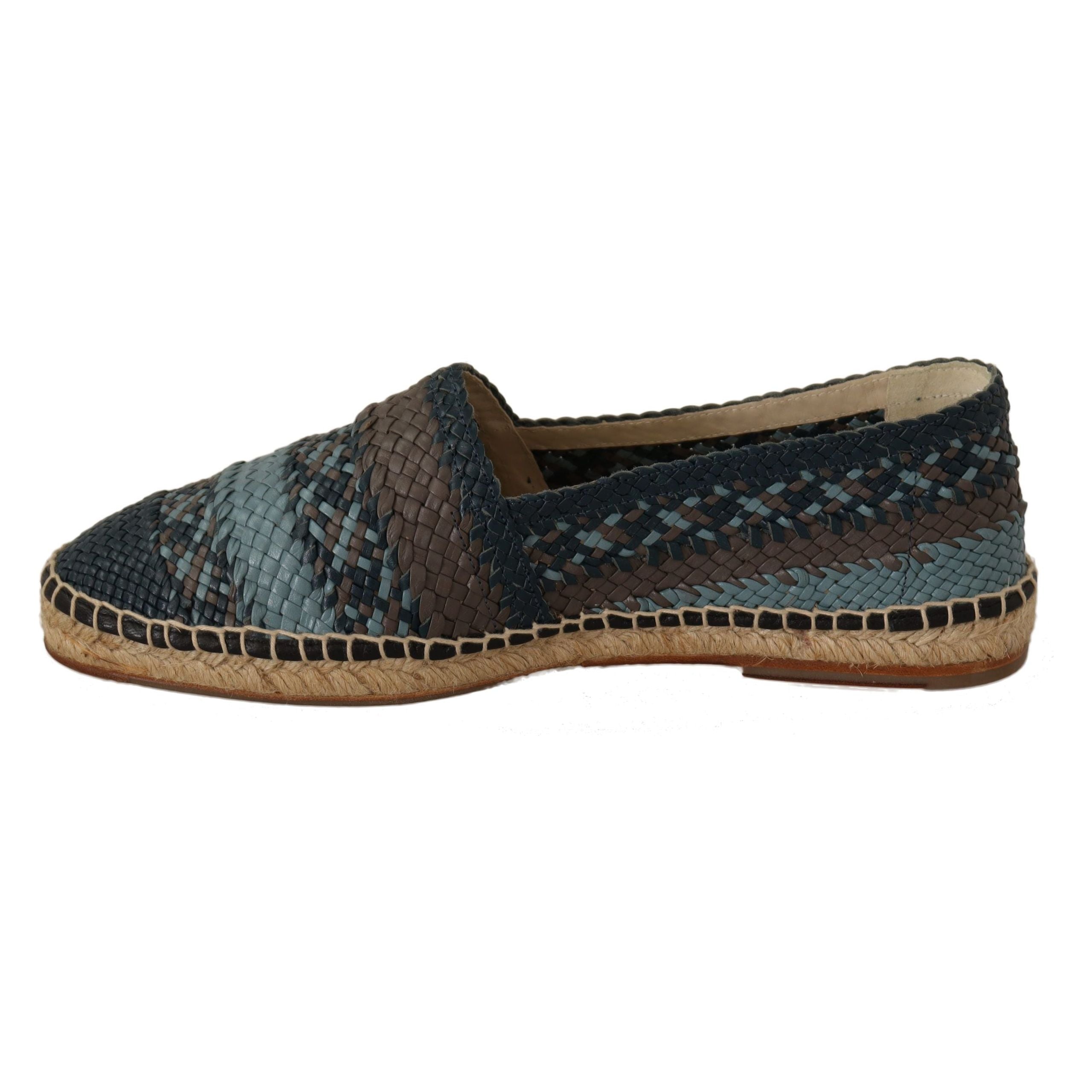 Dolce & Gabbana Blue Woven Leather Espadrilles Luxe