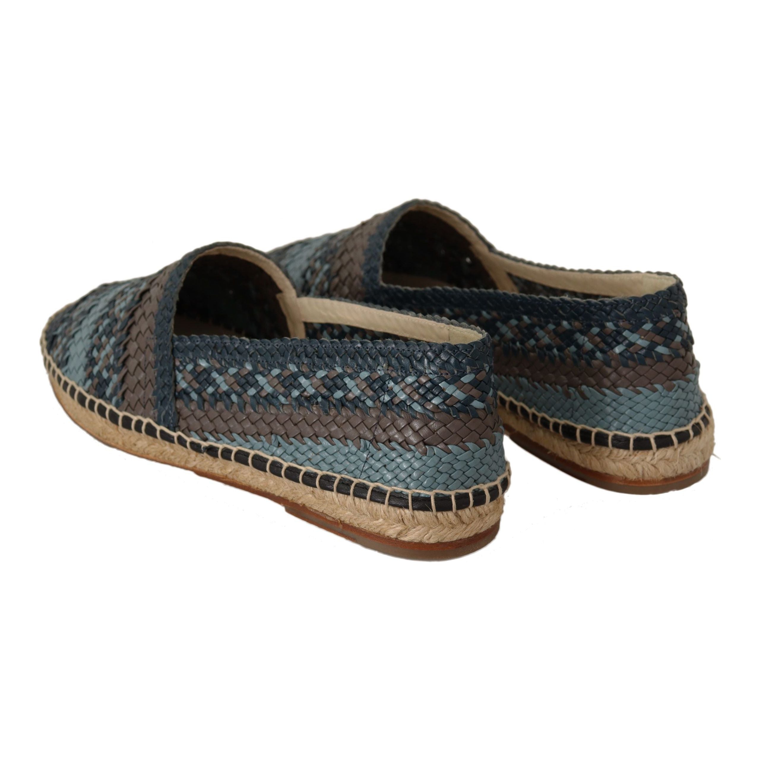 Dolce & Gabbana Blue Woven Leather Espadrilles Luxe
