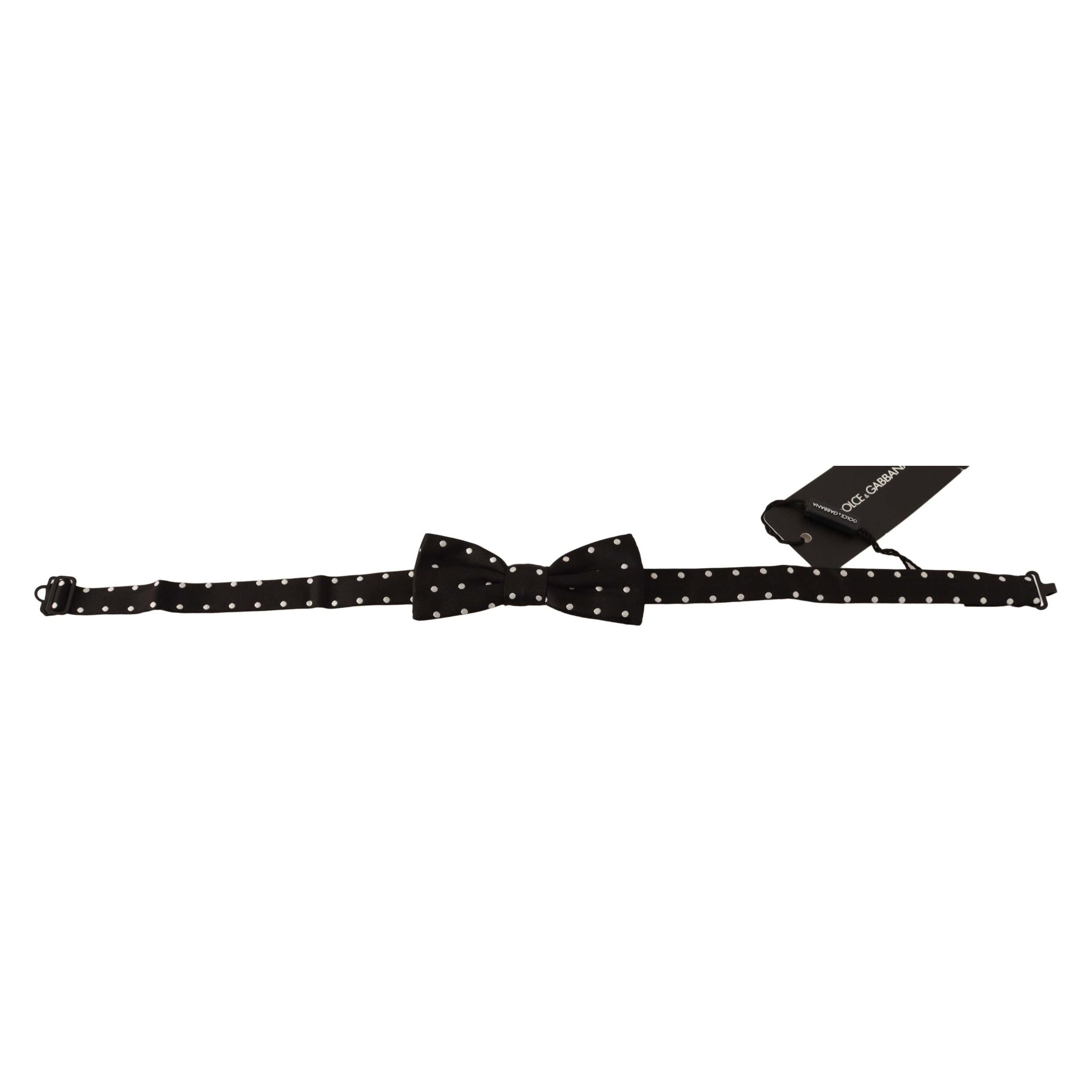 Dolce & Gabbana Black Silk Polka Dot Bow Tie