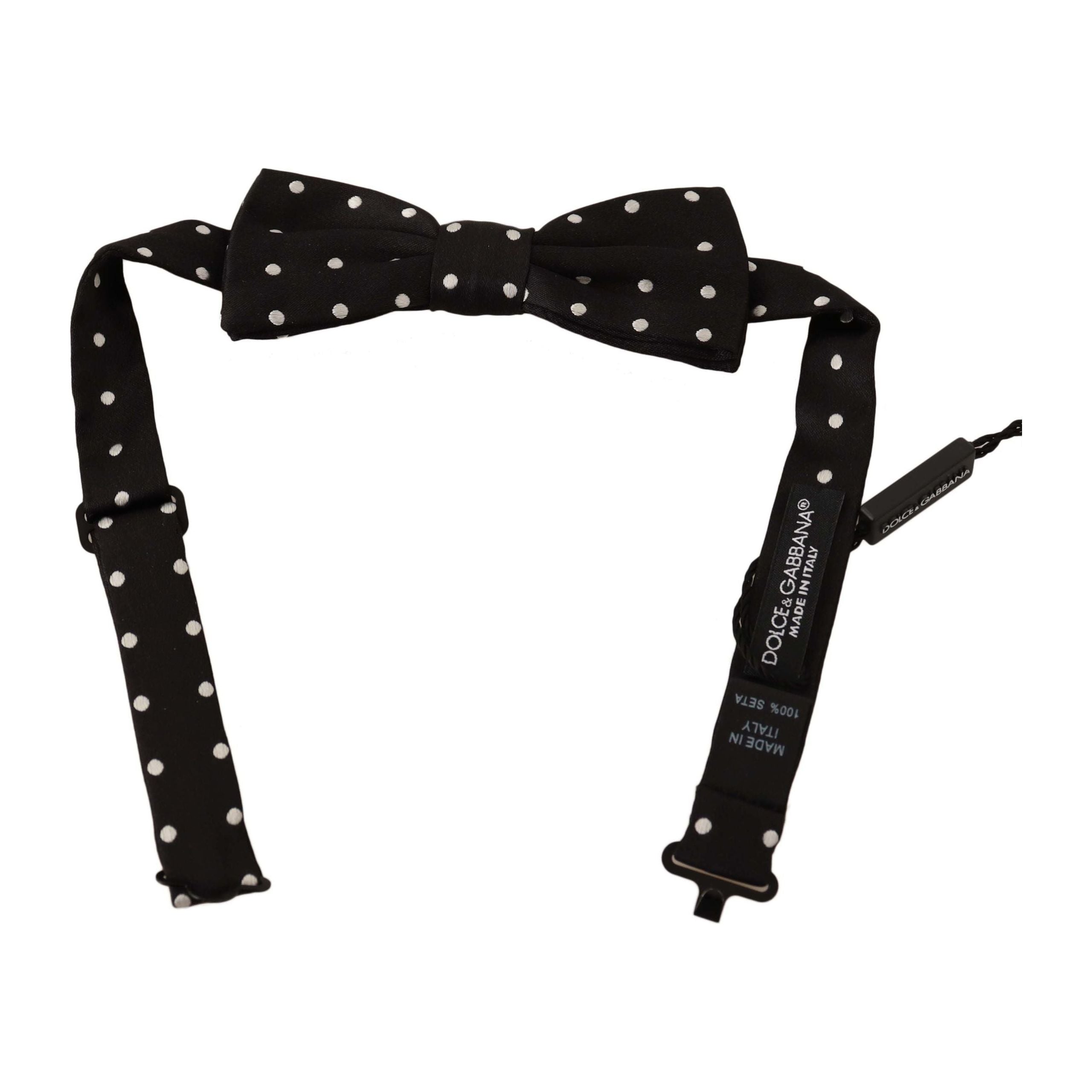 Dolce & Gabbana Black Silk Polka Dot Bow Tie