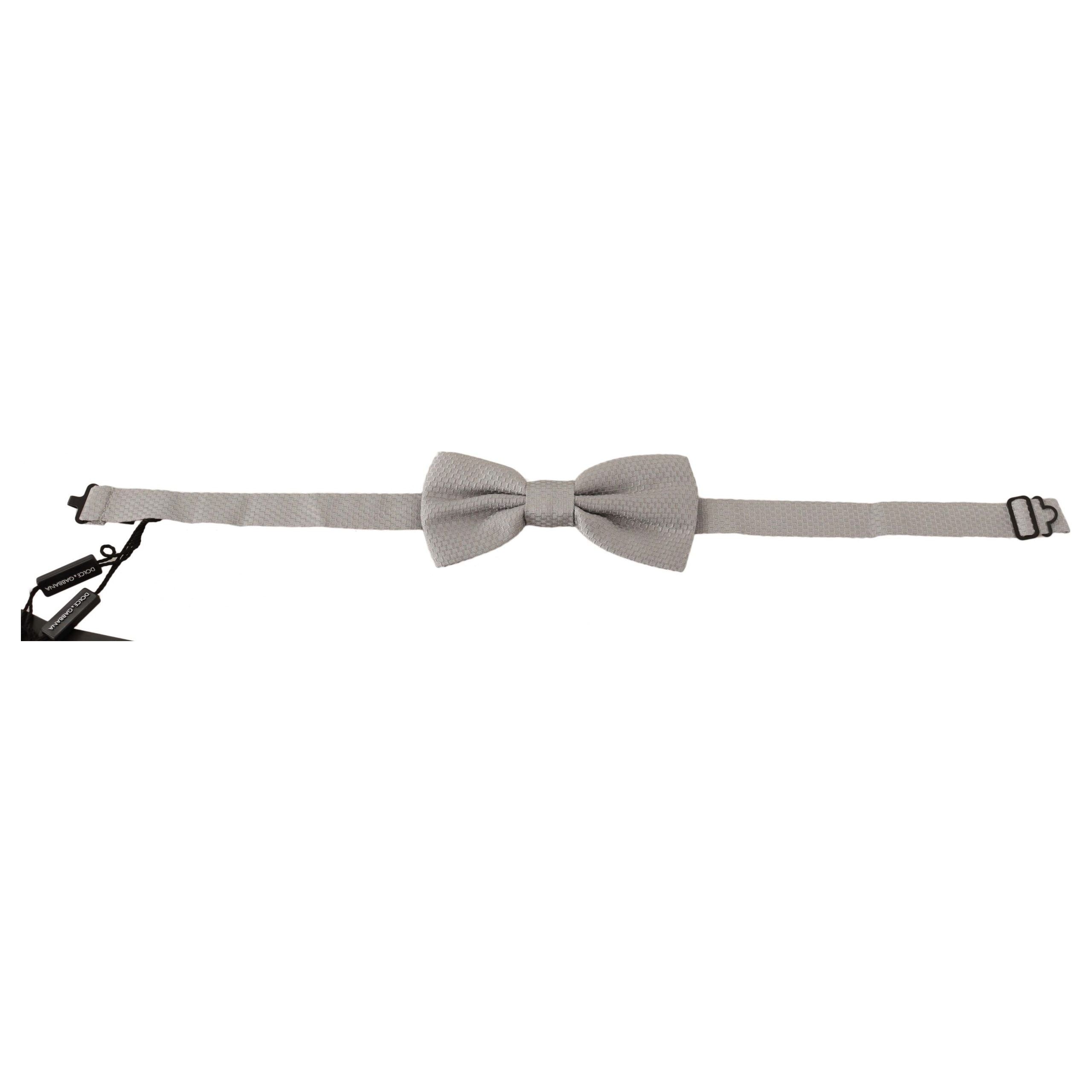 Dolce & Gabbana Silver Silk Bow Tie Accessory