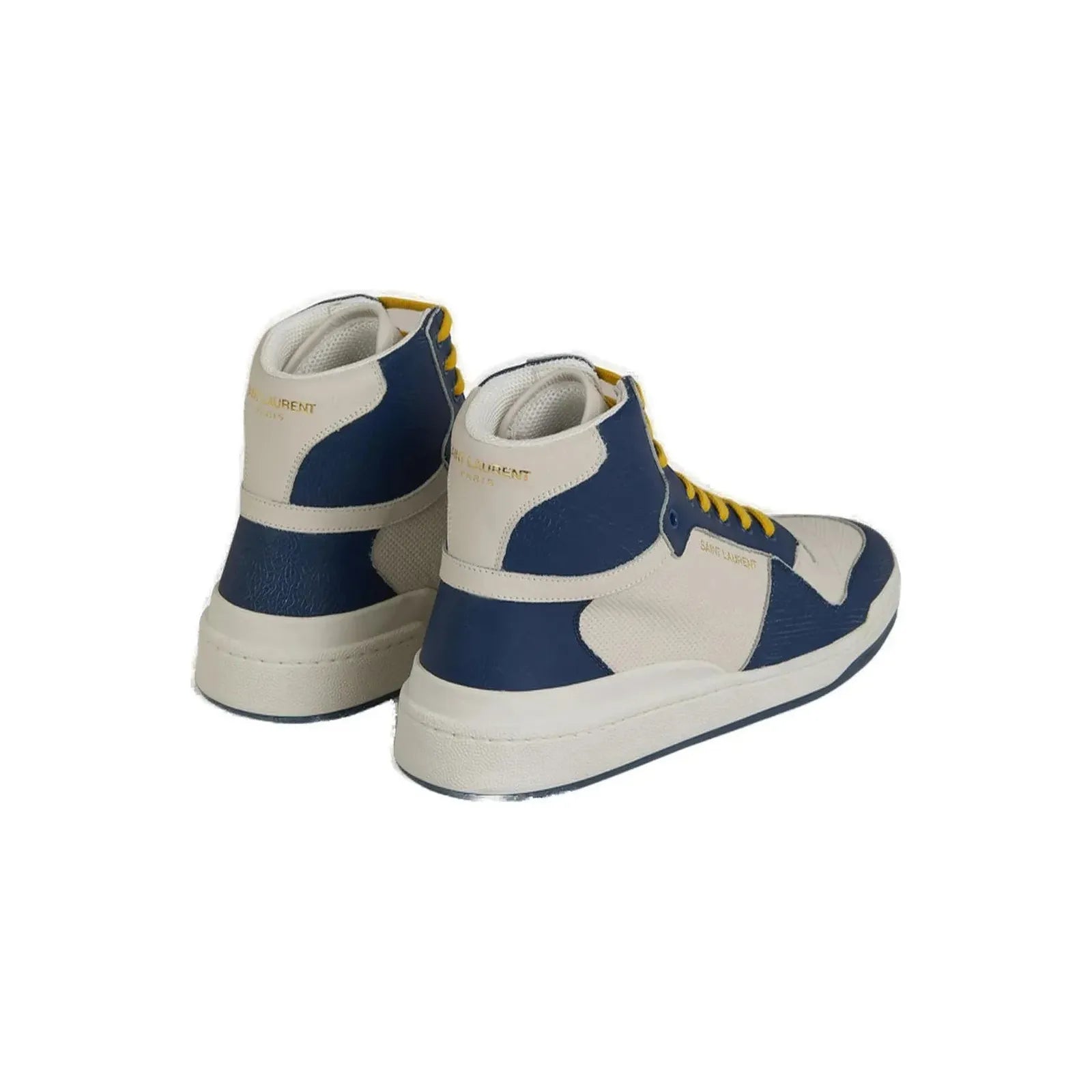 Saint Laurent Blue Calf Leather Mid-Top Sneakers