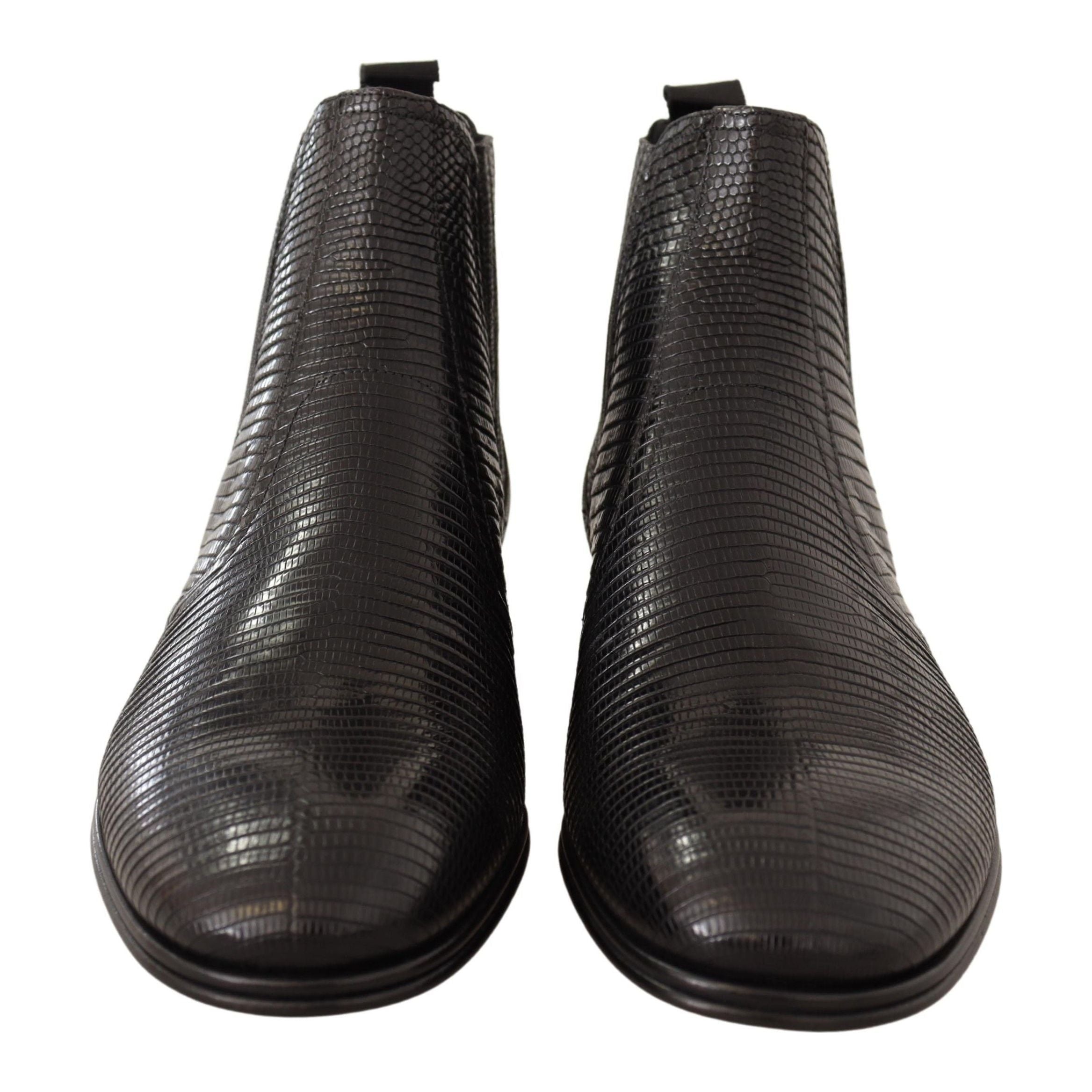 Dolce & Gabbana Black Lizard Skin Derby Boots