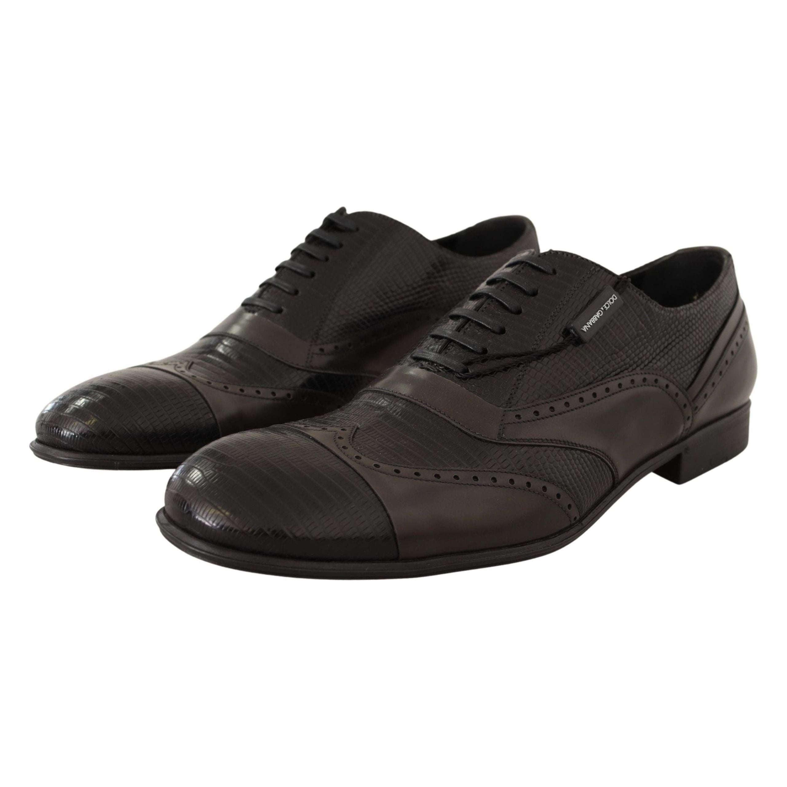 Dolce & Gabbana Brown Lizard Leather Oxford Shoes