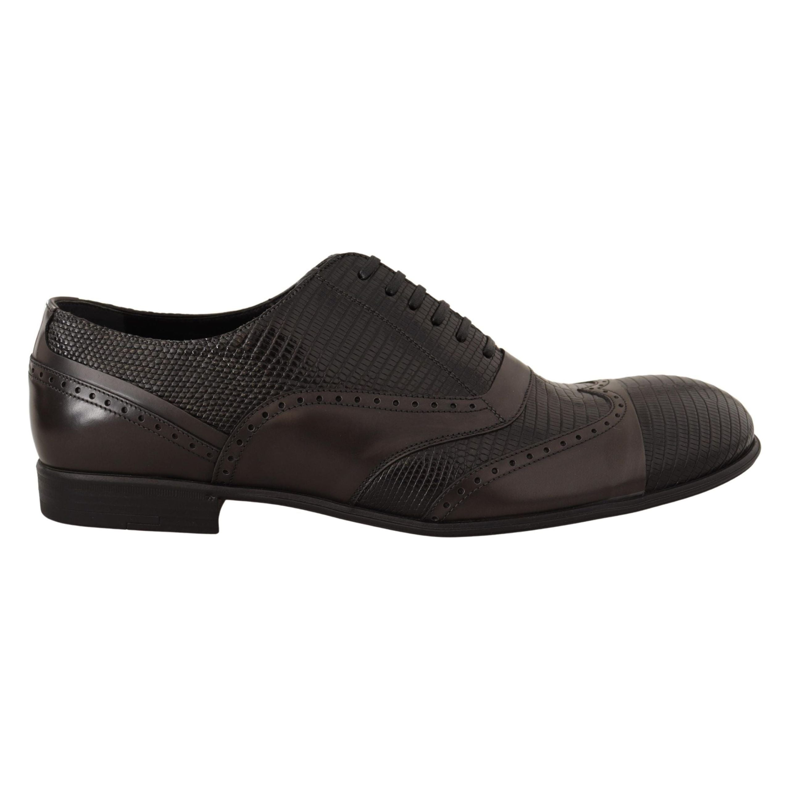 Dolce & Gabbana Brown Lizard Leather Oxford Shoes