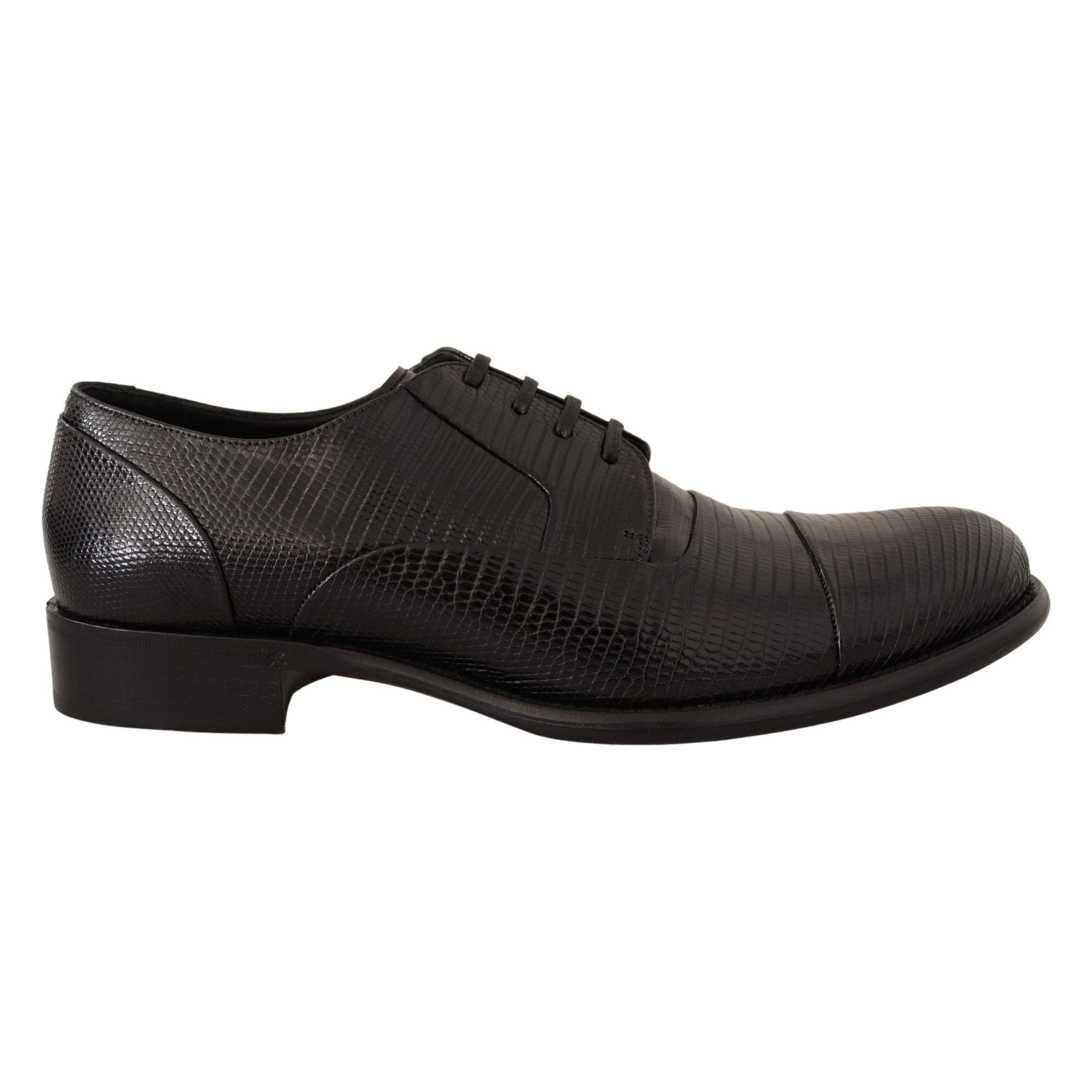 Dolce & Gabbana Black Lizard Skin Derby Shoes