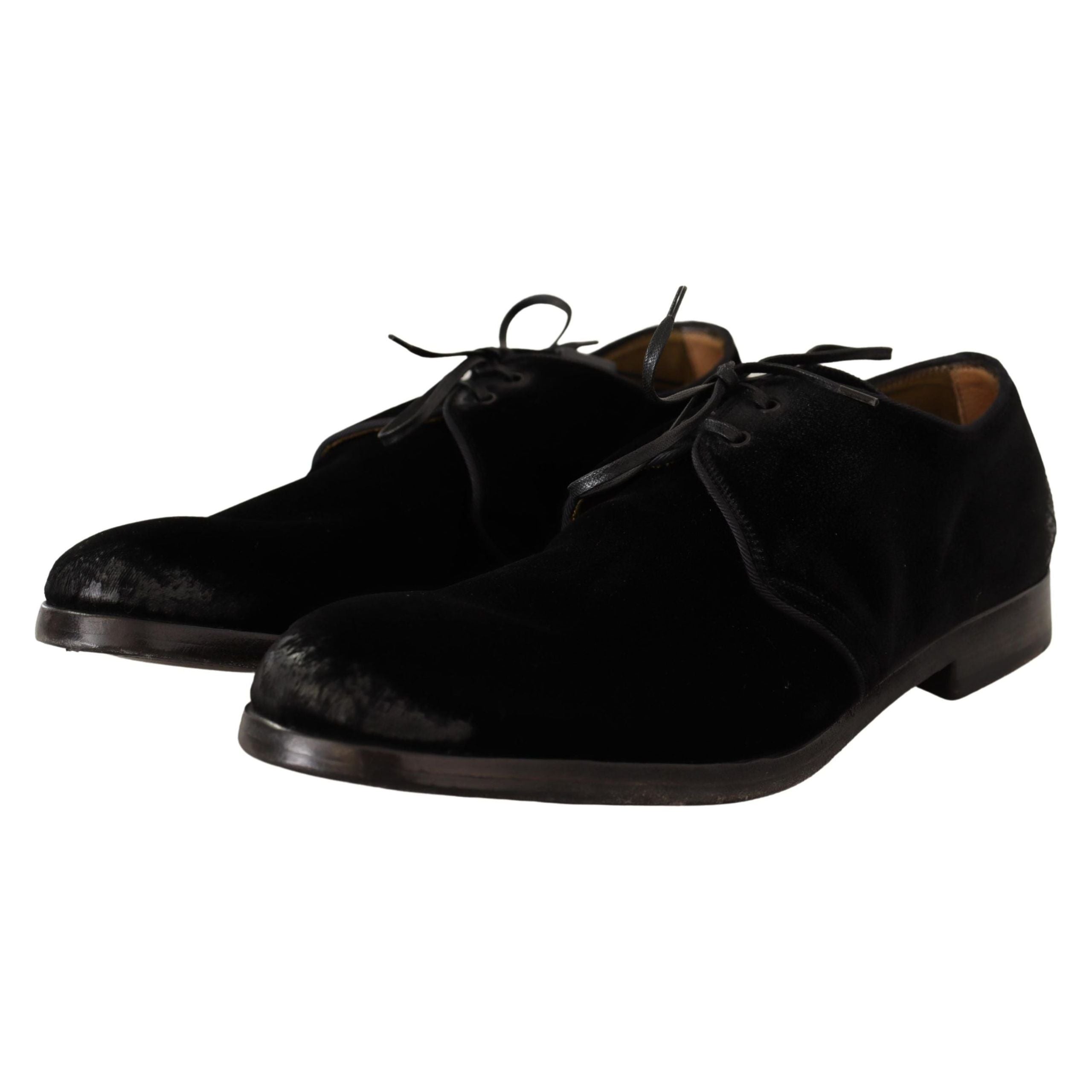 Dolce & Gabbana Black Velvet Derby Shoes for Refined Style