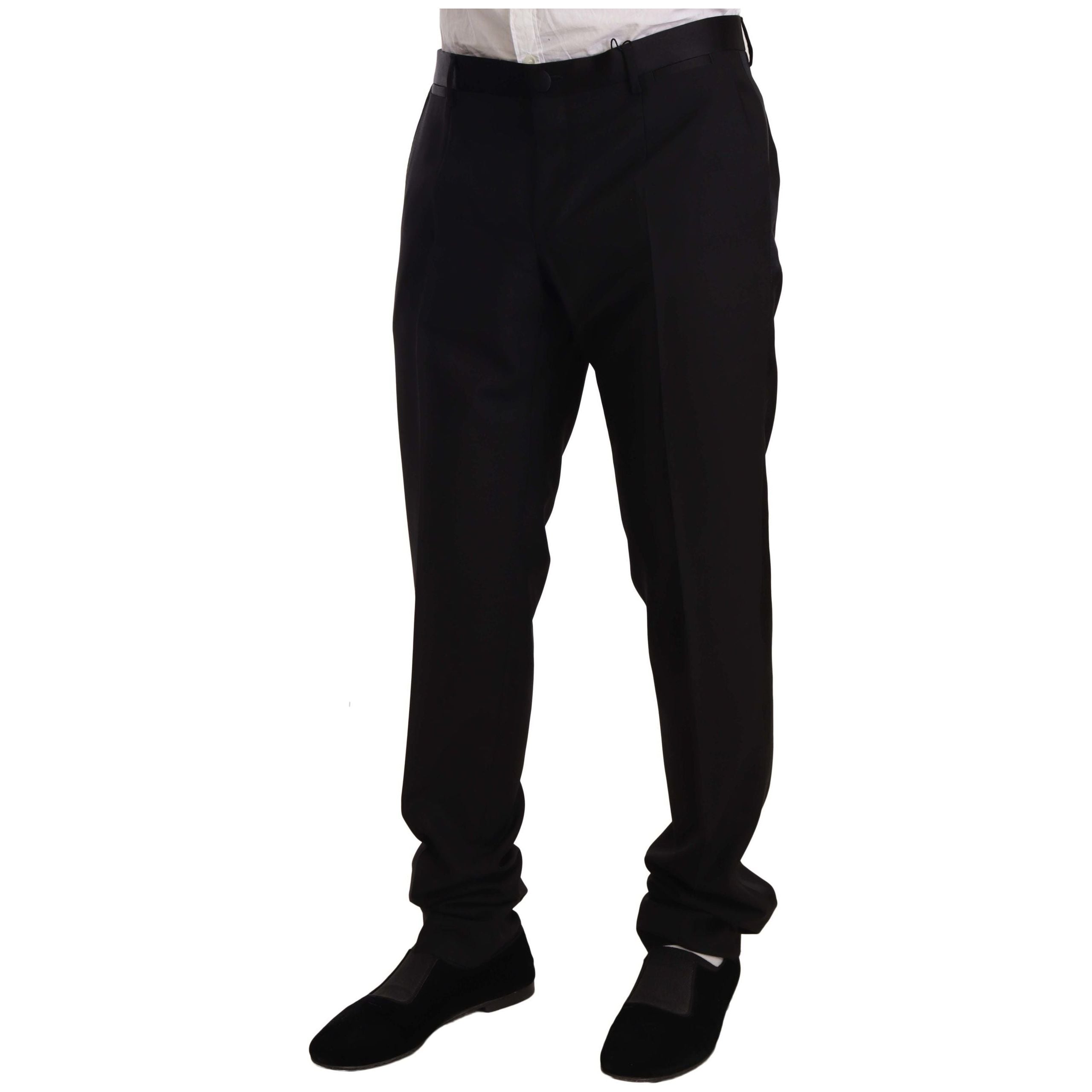 Dolce & Gabbana Black Virgin Wool Skinny Tuxedo Trousers