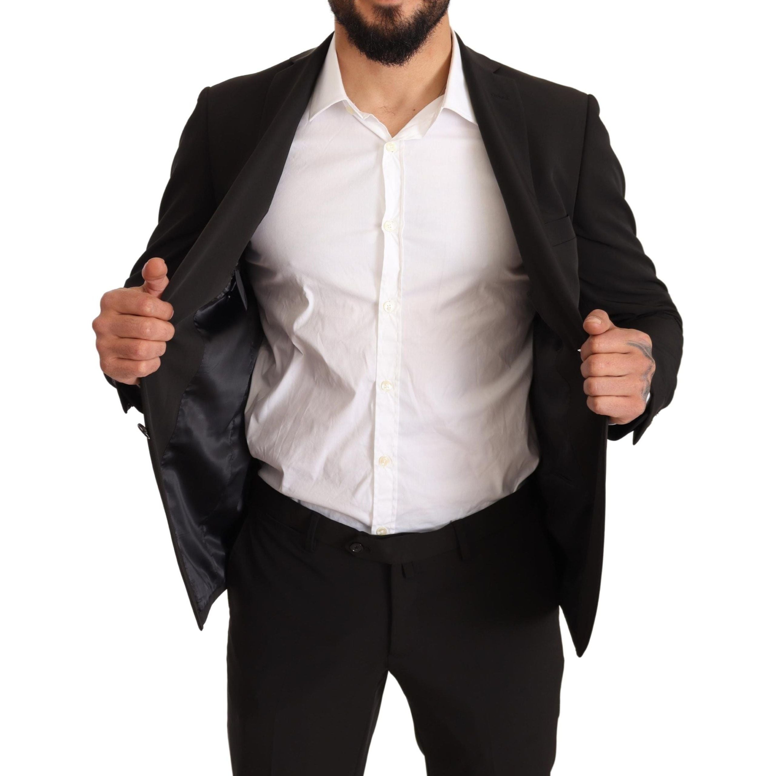 Domenico Tagliente Black Wool Slim Fit Two-Piece Suit