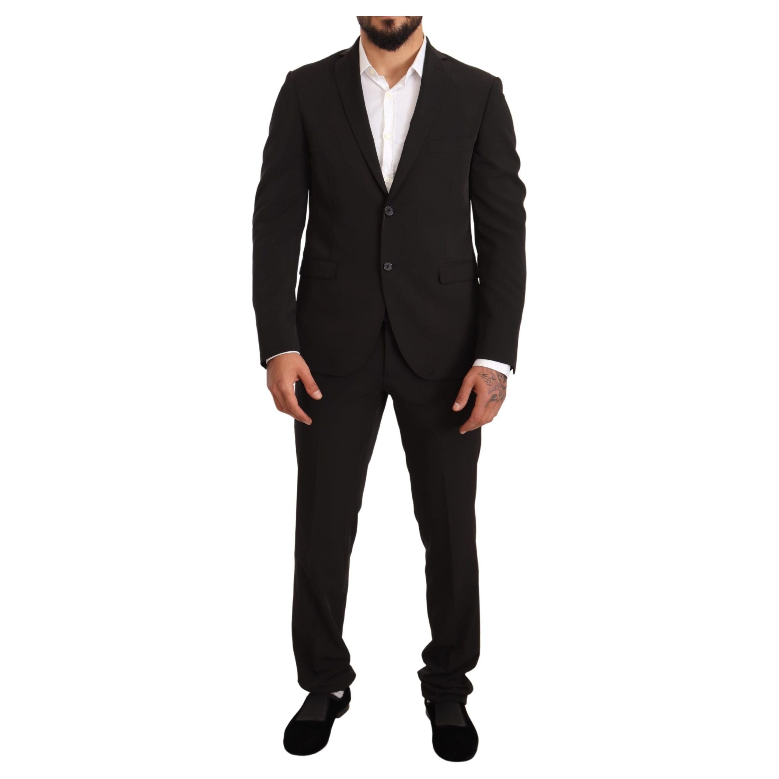 Domenico Tagliente Black Wool Slim Fit Two-Piece Suit