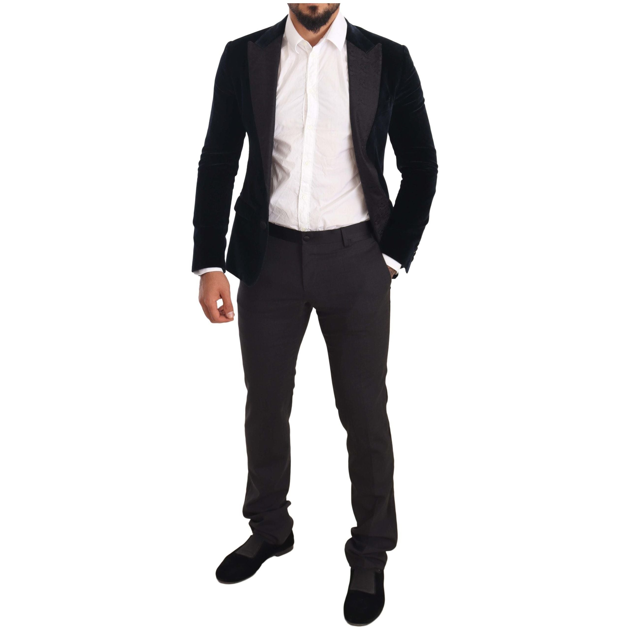 Dolce & Gabbana Blue Velvet Two-Piece Suit