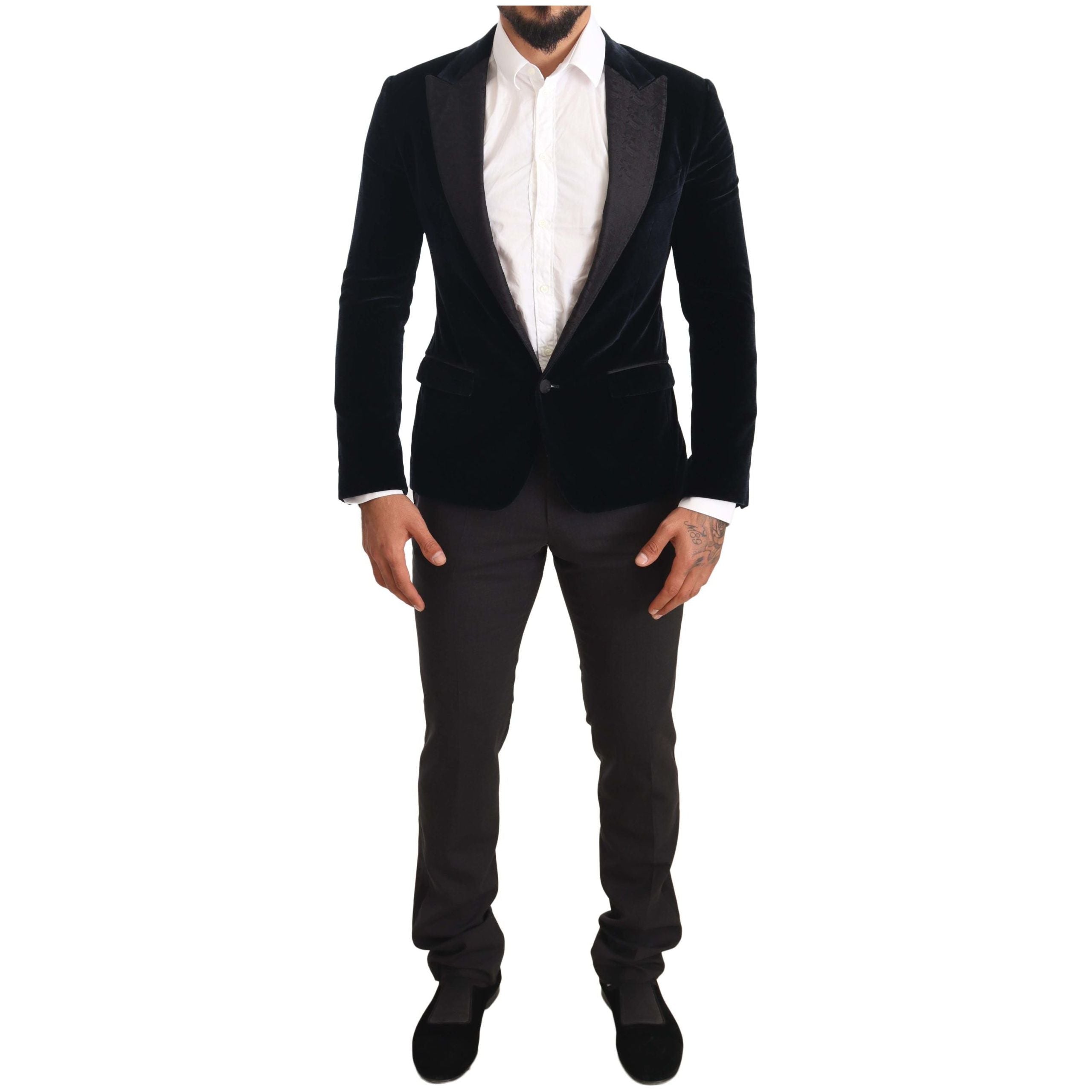 Dolce & Gabbana Blue Velvet Two-Piece Suit