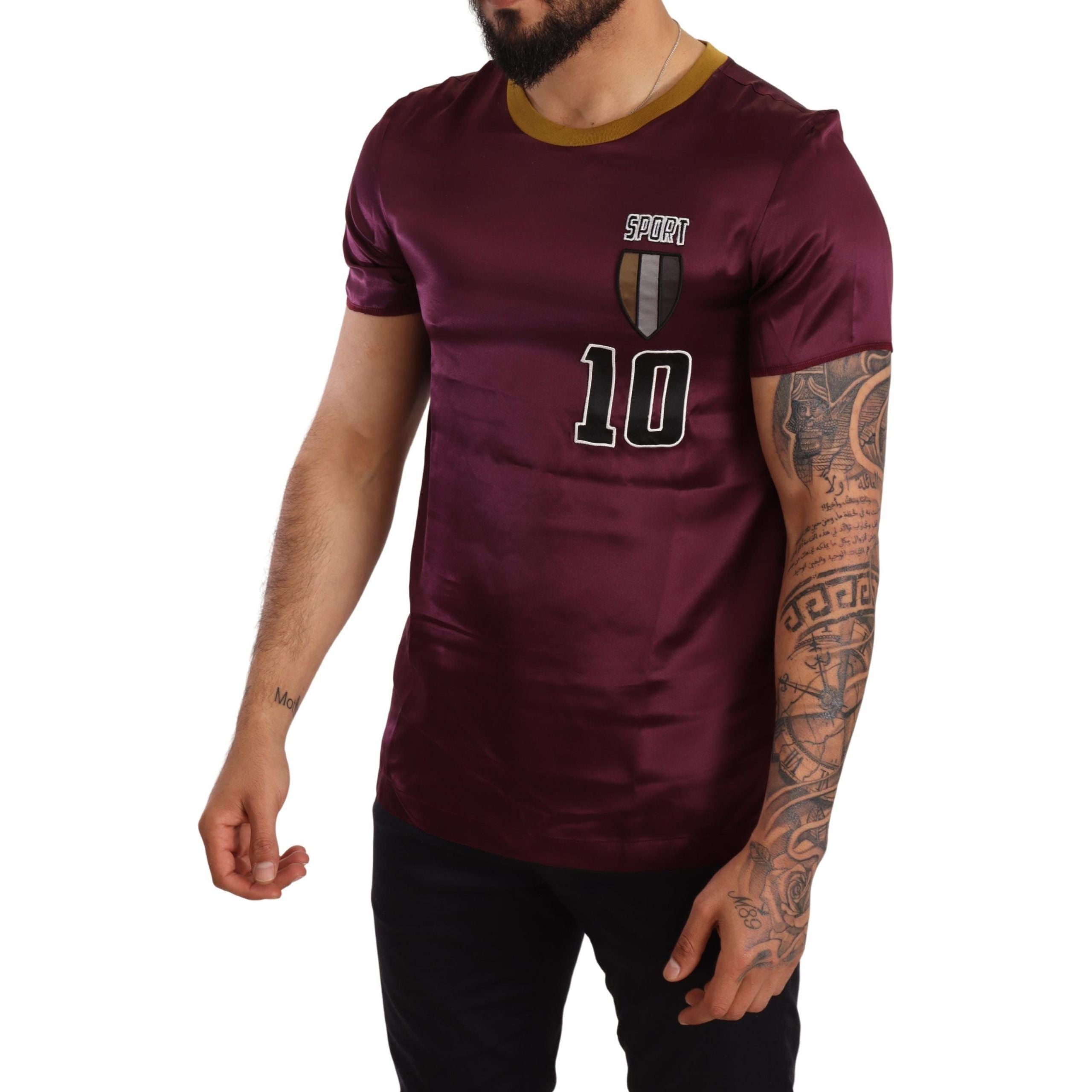 Dolce & Gabbana Purple Silk Short Sleeve T-Shirt
