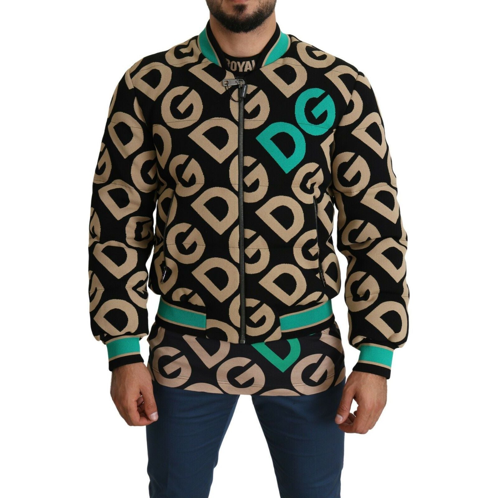 Dolce & Gabbana Black Viscose Bomber Jacket – Exquisite Design