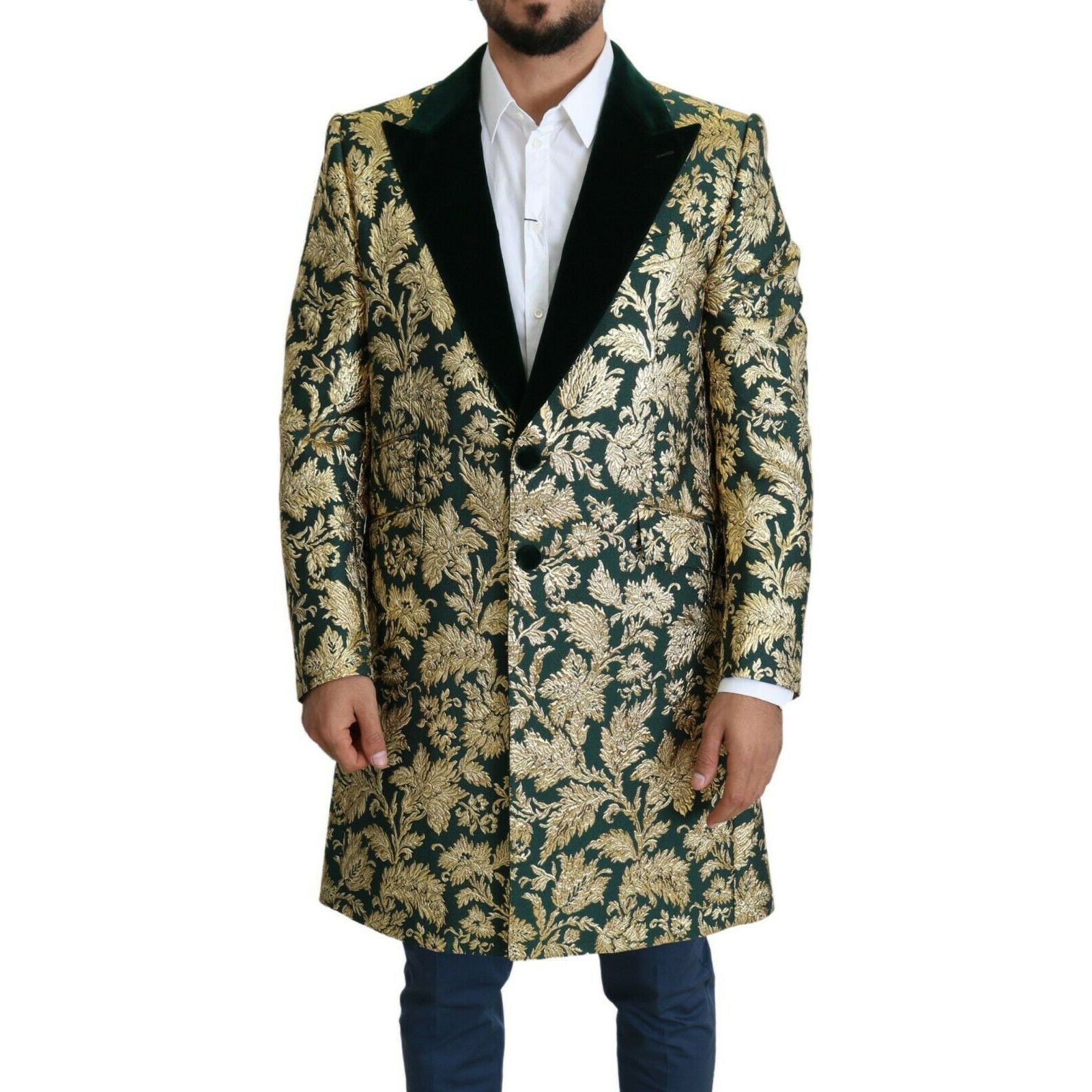 Dolce & Gabbana Gold Green Jacquard Sicilia Jacket