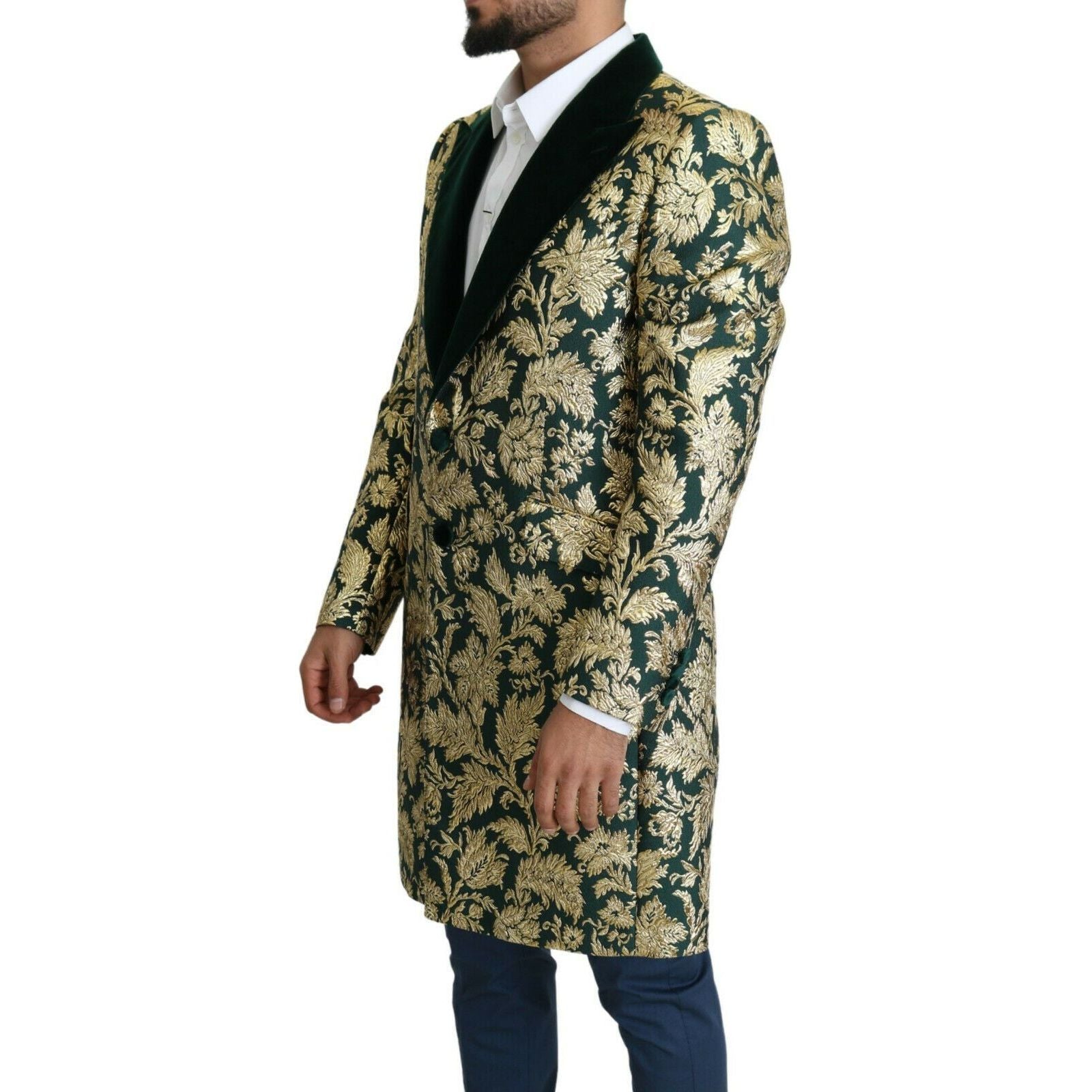 Dolce & Gabbana Gold Green Jacquard Sicilia Jacket