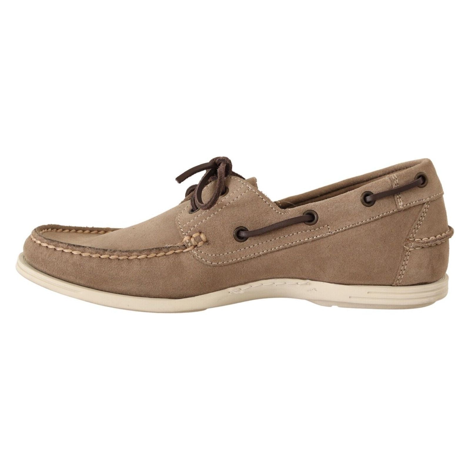 Pollini Beige Suede Moccasins for the Discerning Gentleman