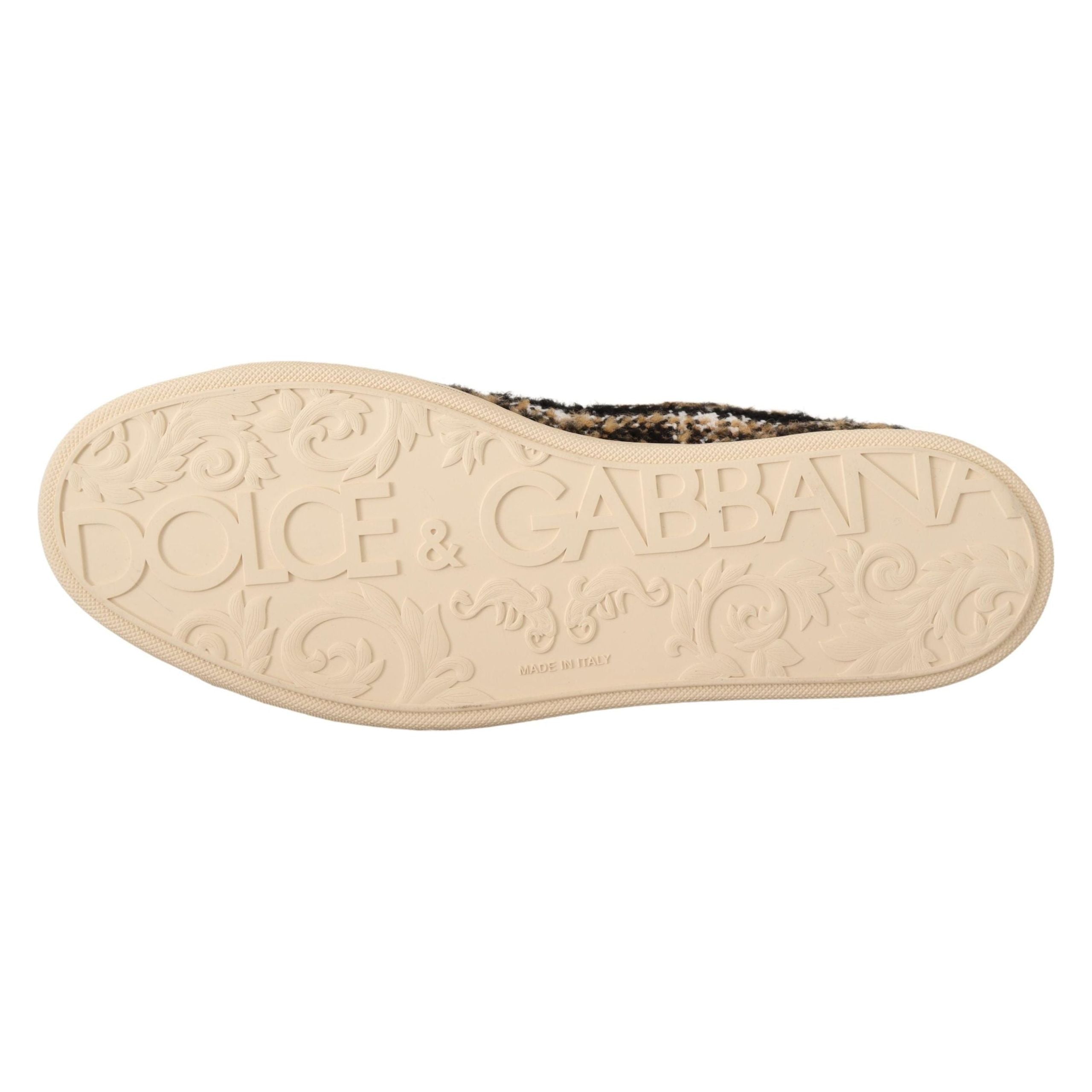 Dolce & Gabbana Beige Leather High Top Fashion Sneakers