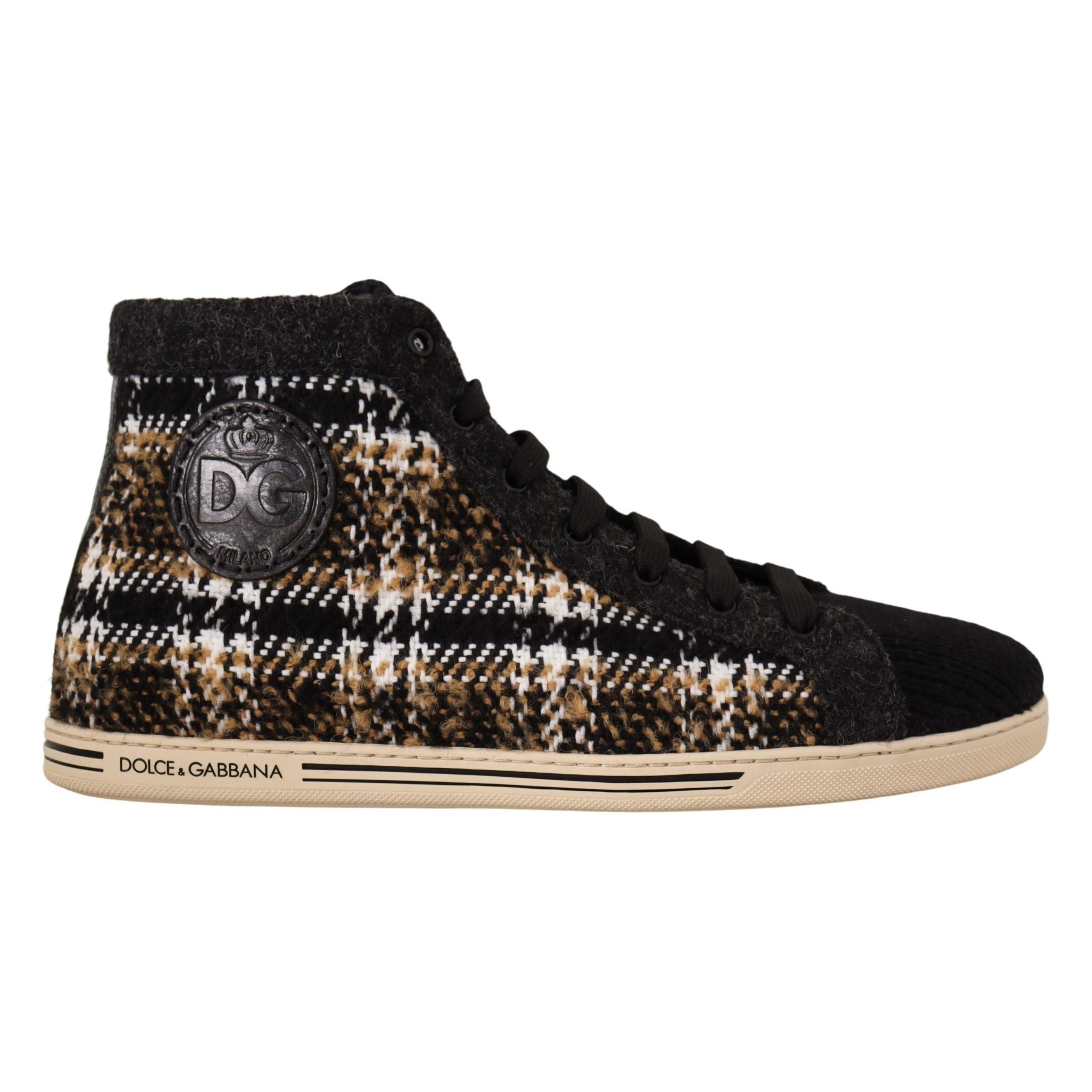 Dolce & Gabbana Beige Leather High Top Fashion Sneakers