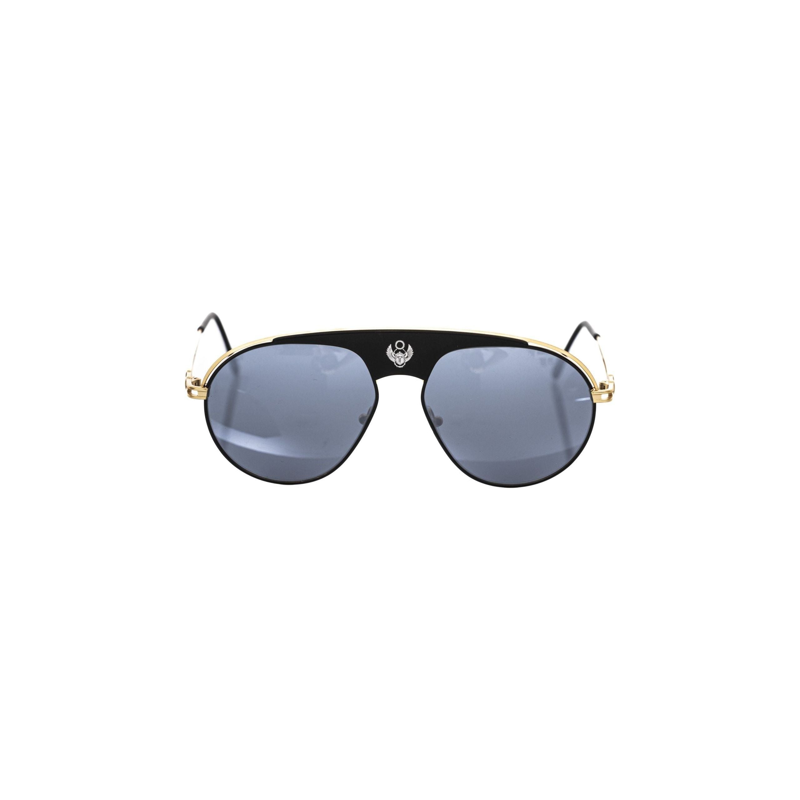 Frankie Morello Black Metallic Sunglass Smoke Gray Lenses
