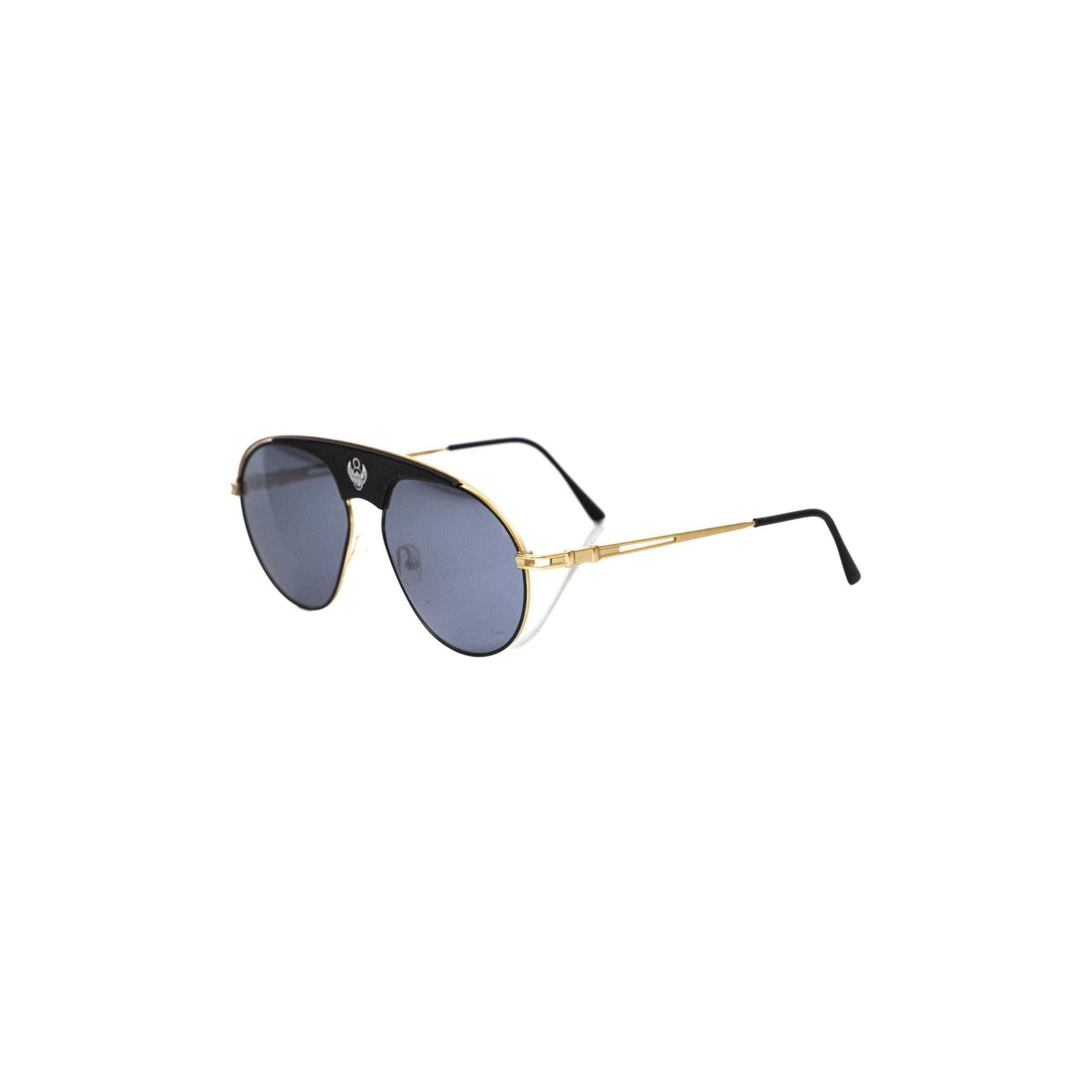 Frankie Morello Black Metallic Sunglass Smoke Gray Lenses