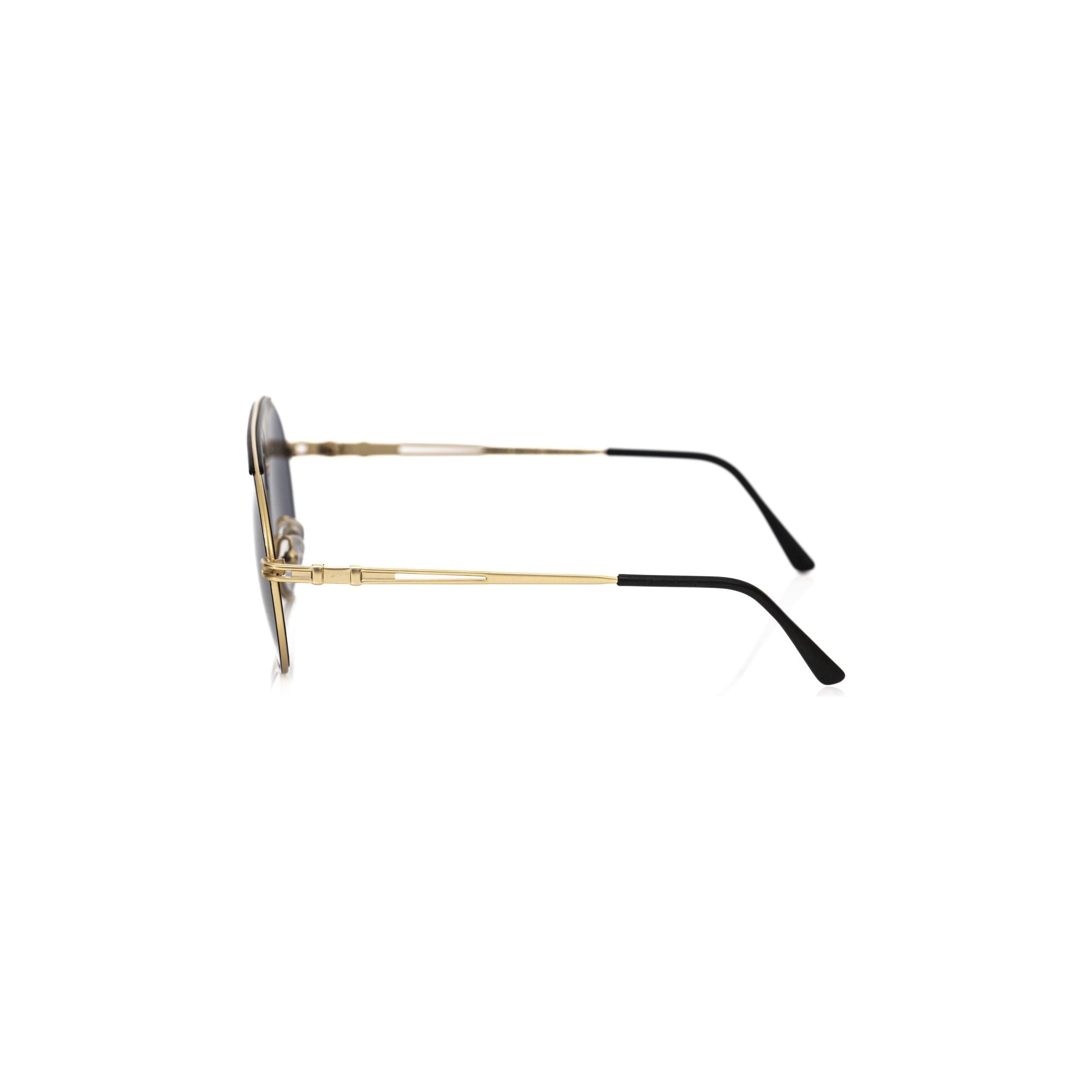Frankie Morello Black Metallic Sunglass Smoke Gray Lenses