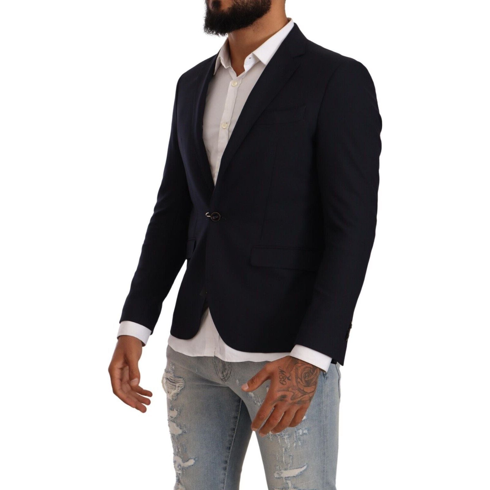 Domenico Tagliente Black Wool Elegant Single Breasted Jacket