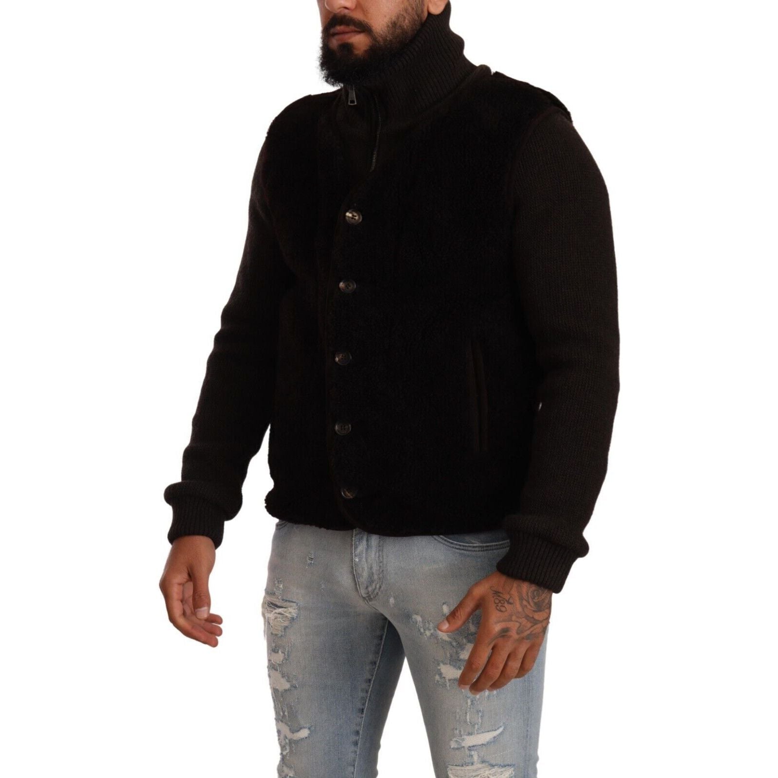 Dolce & Gabbana Black Leather Bomber Jacket for Luxury Style