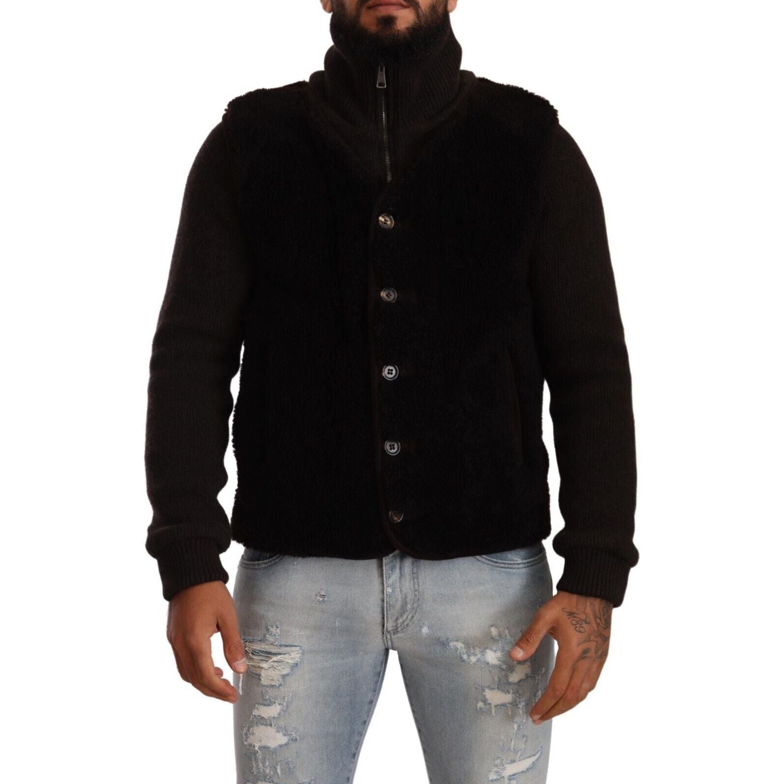 Dolce & Gabbana Black Leather Bomber Jacket for Luxury Style