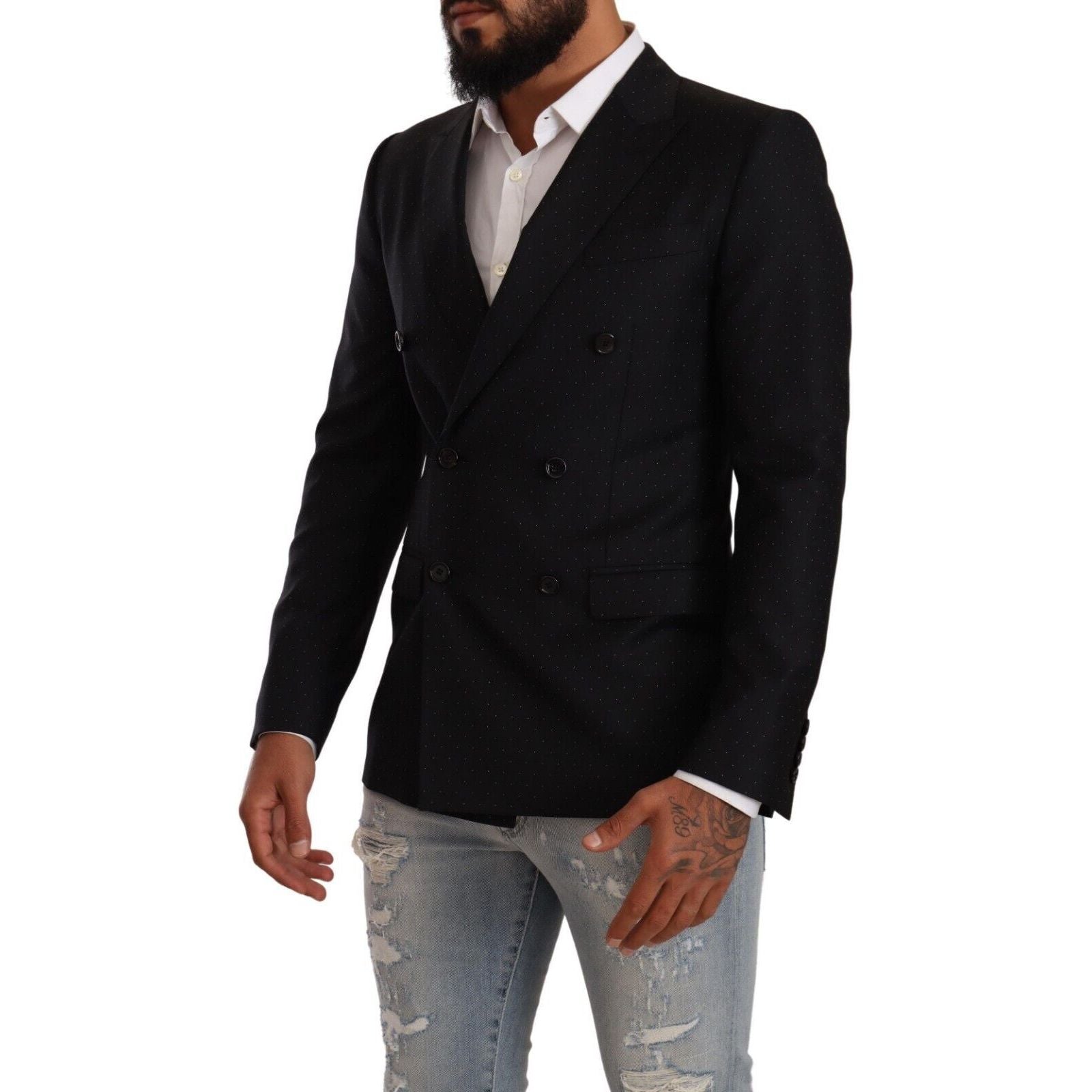 Dolce & Gabbana Black Virgin Wool Formal Blazer