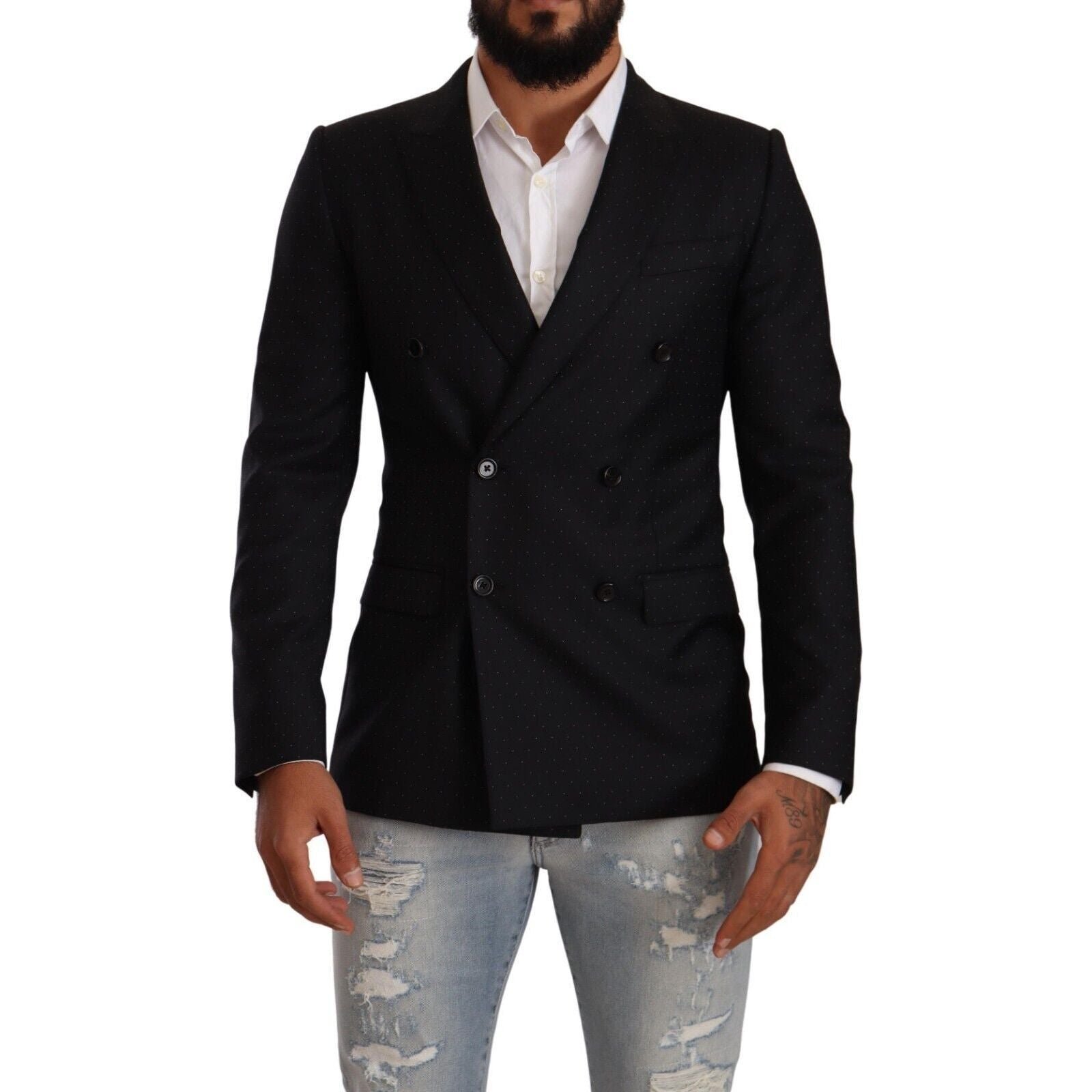 Dolce & Gabbana Black Virgin Wool Formal Blazer