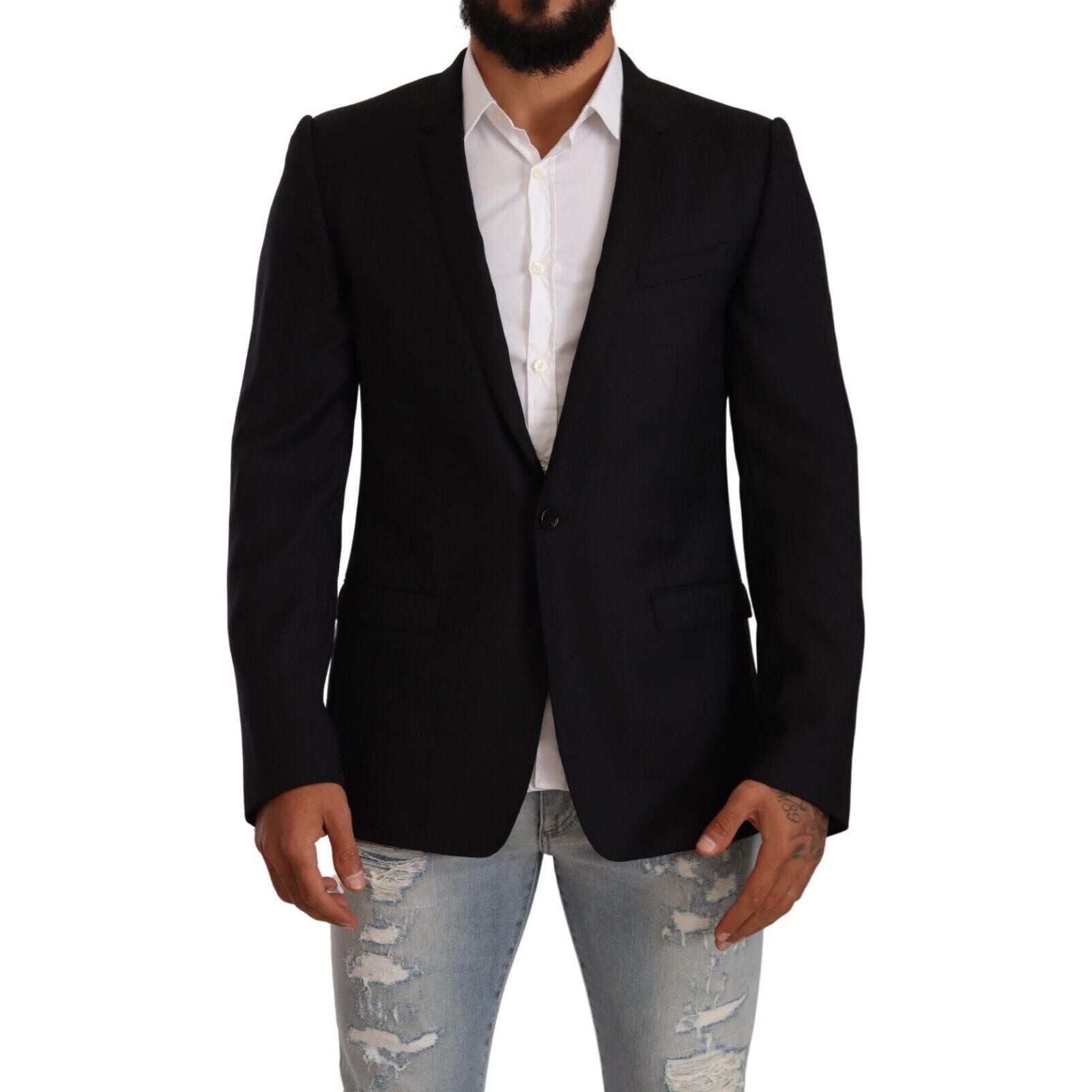 Dolce & Gabbana Black Virgin Wool Blazer