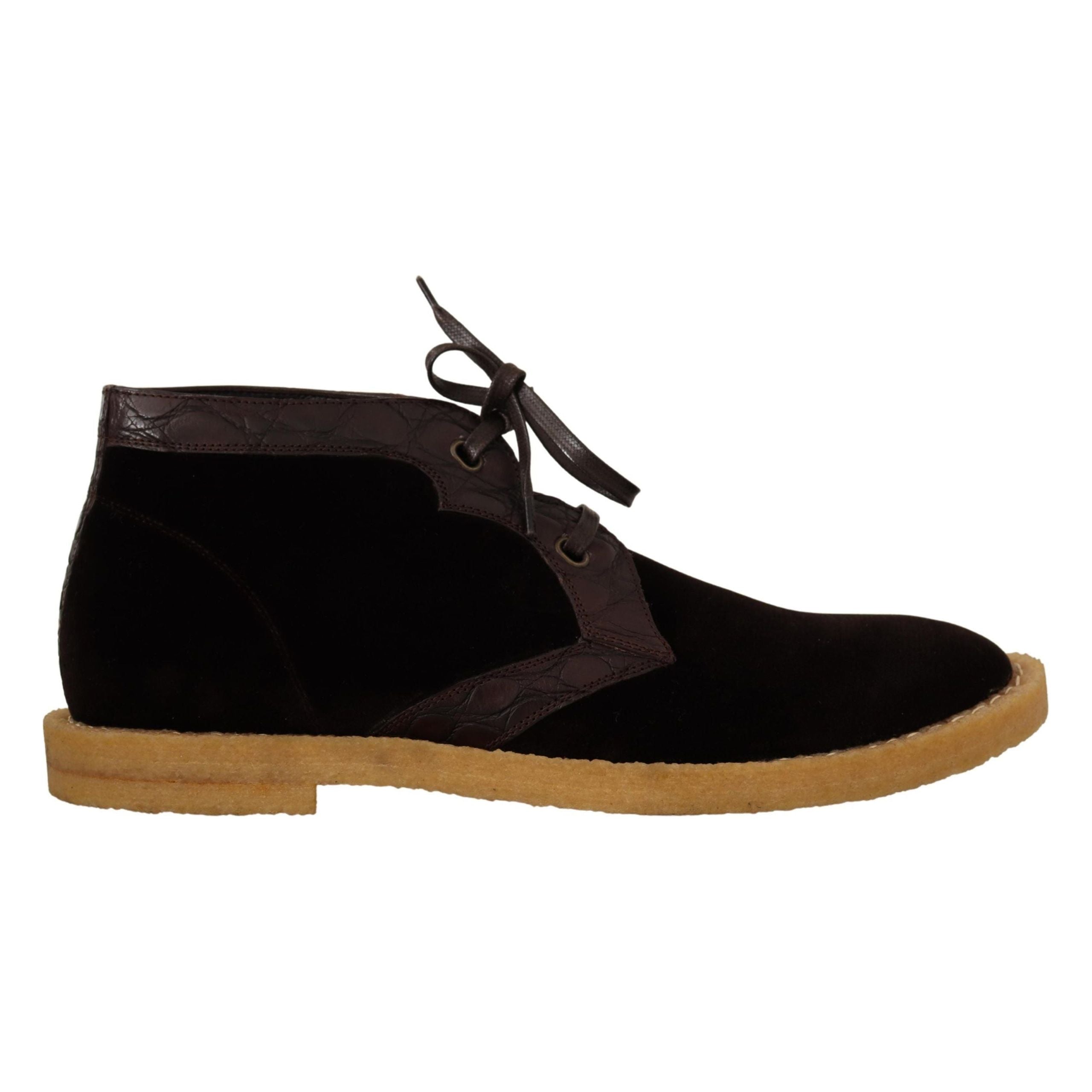 Dolce & Gabbana Brown Caiman Leather Ankle Boots