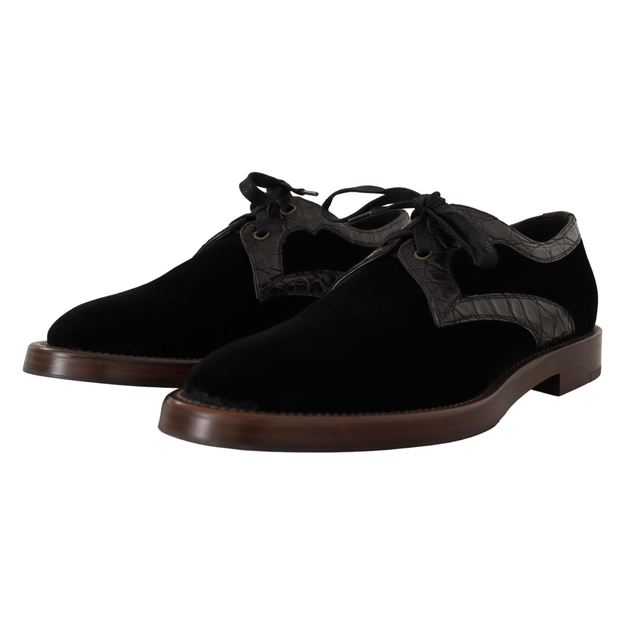Dolce & Gabbana Black Velvet & Exotic Leather Dress Shoes