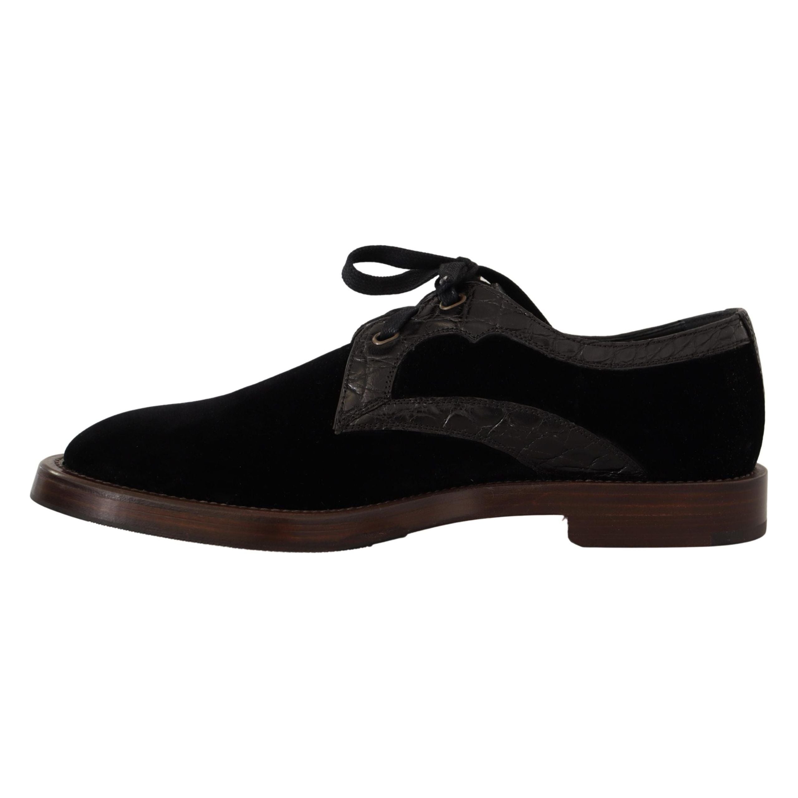 Dolce & Gabbana Black Velvet & Exotic Leather Dress Shoes