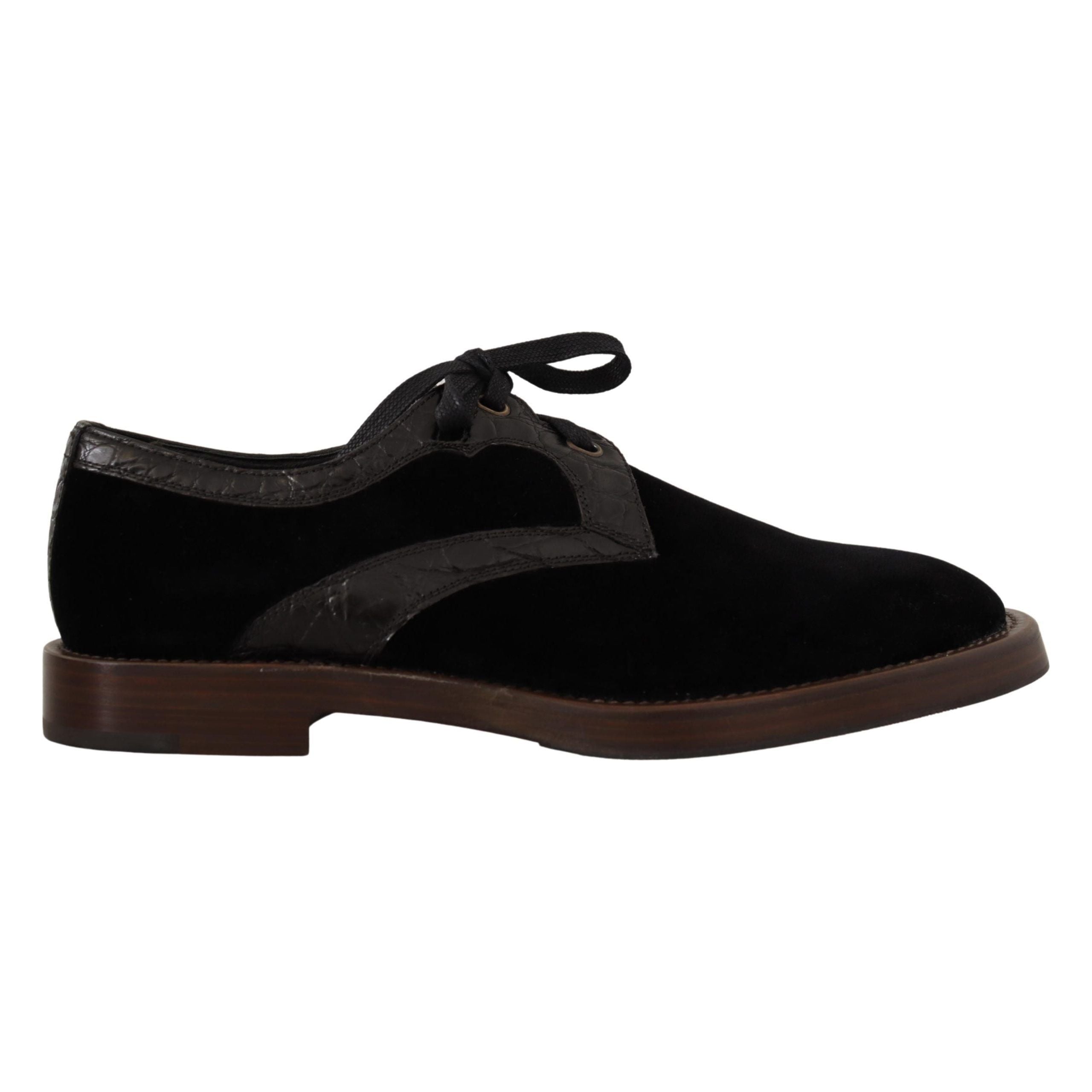 Dolce & Gabbana Black Velvet & Exotic Leather Dress Shoes