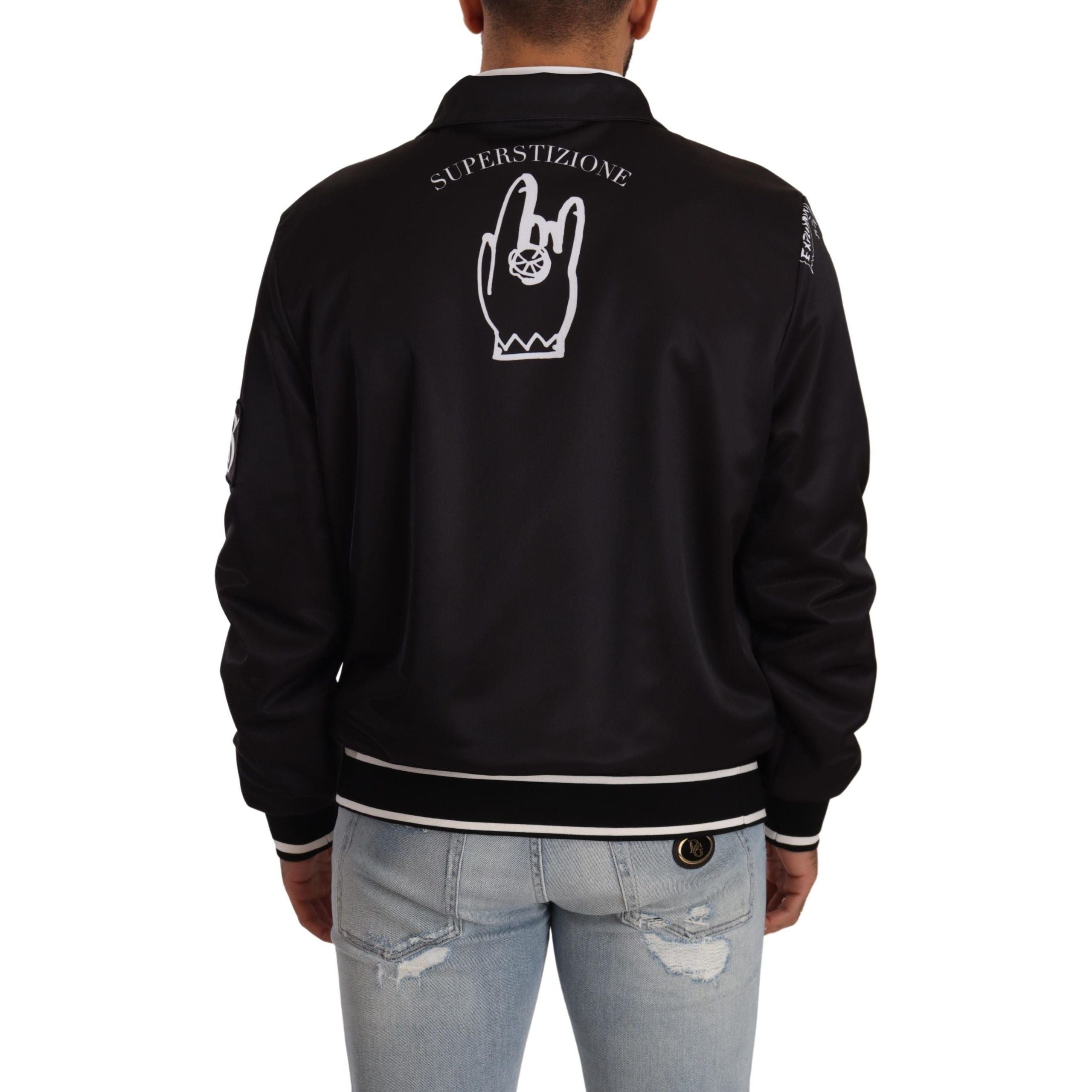 Dolce & Gabbana Black Wool Zip Sweater Elegance