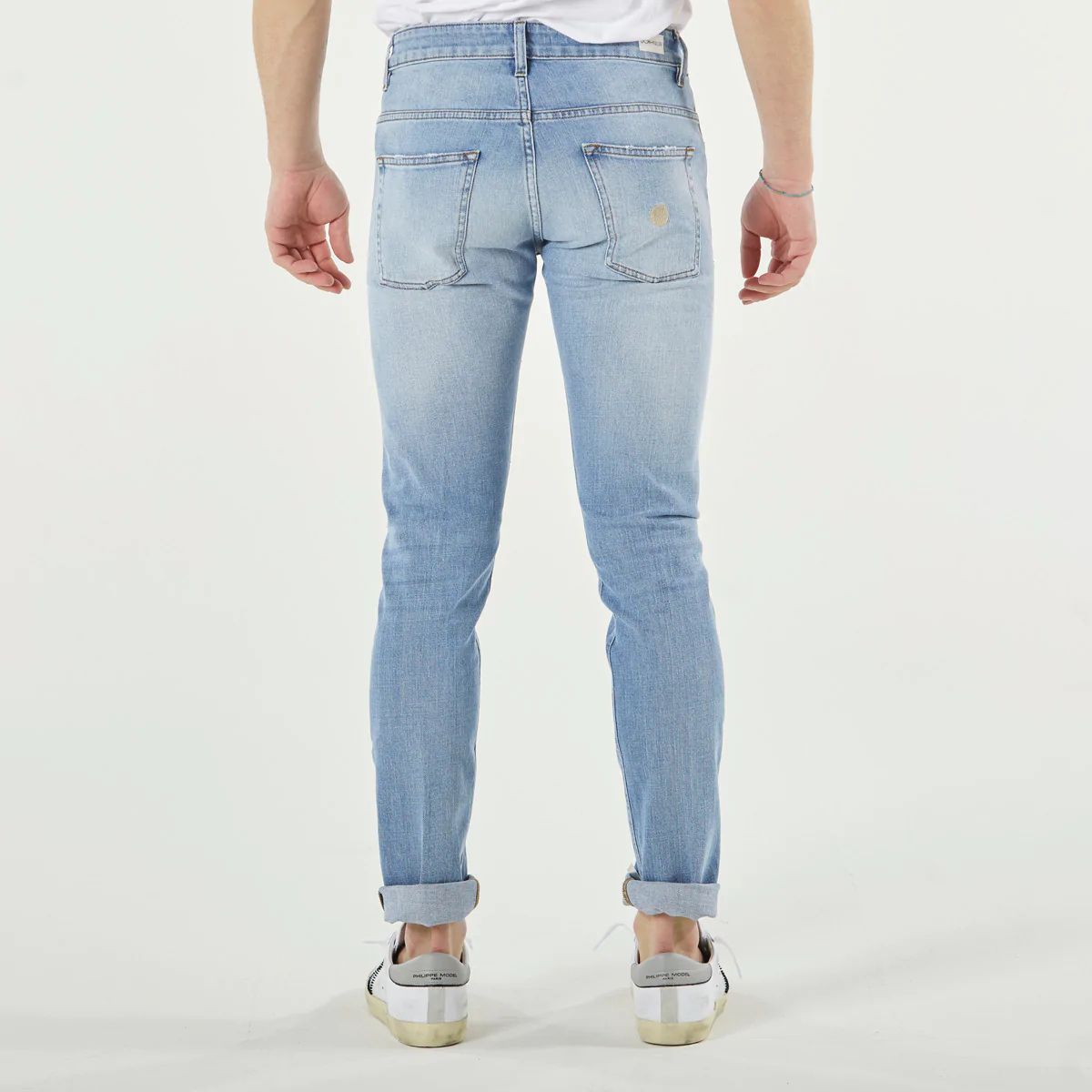 Don The Fuller Light Blue Stretch Cotton Slim Fit Trousers
