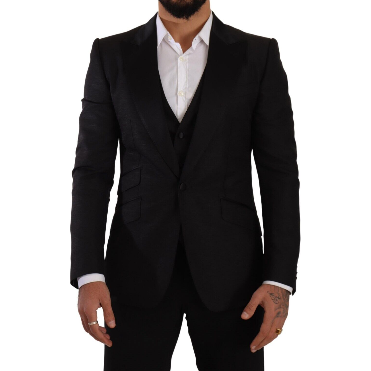 Dolce & Gabbana Black Wool Suit Ensemble