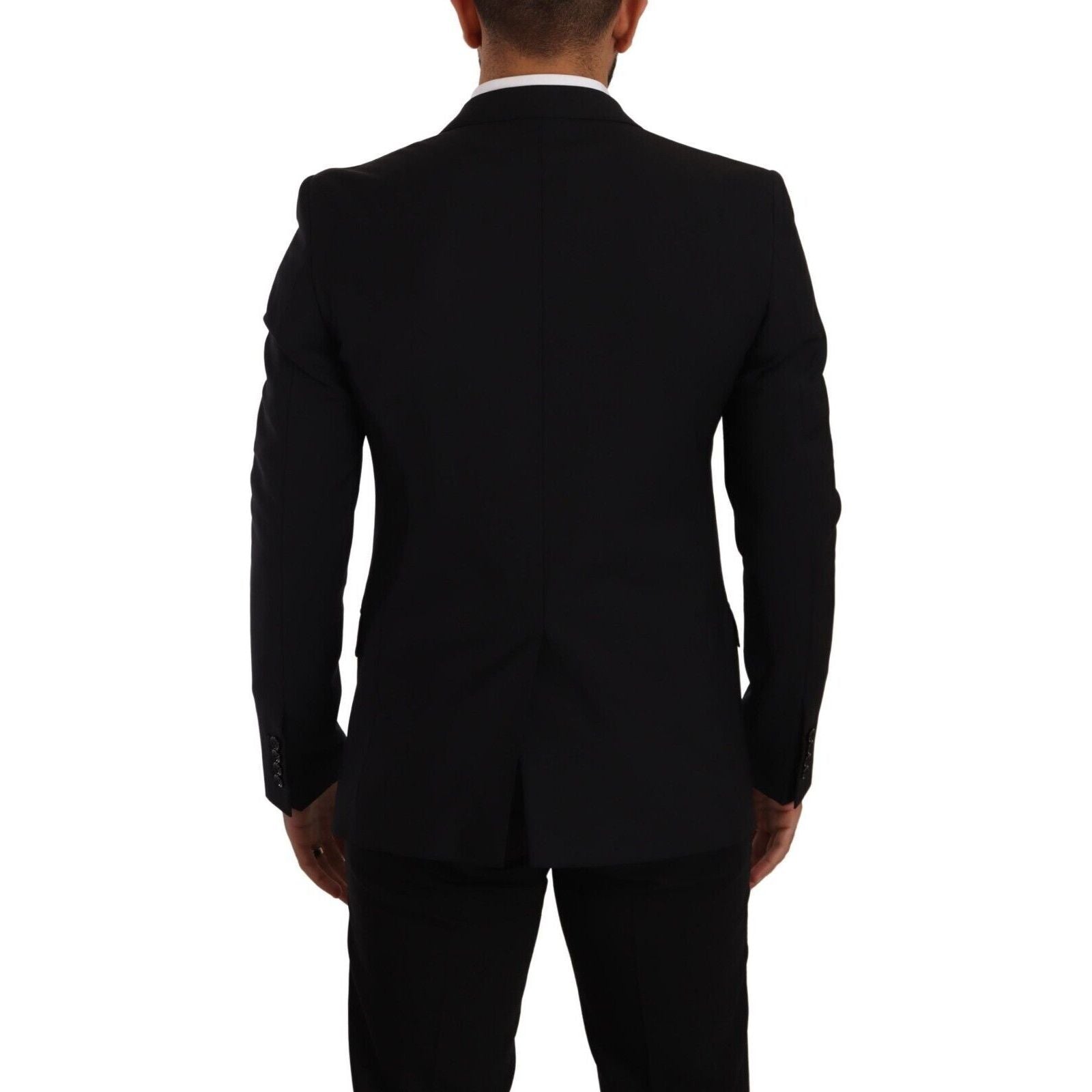 Dolce & Gabbana Black Wool Blazer and Vest Set