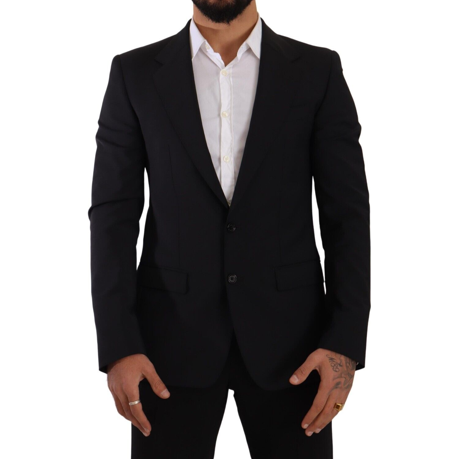 Dolce & Gabbana Black Wool Blazer and Vest Set