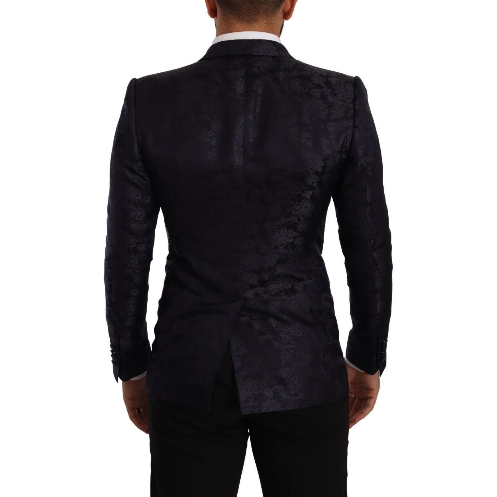Dolce & Gabbana Dark Blue Silk MARTINI Formal Blazer
