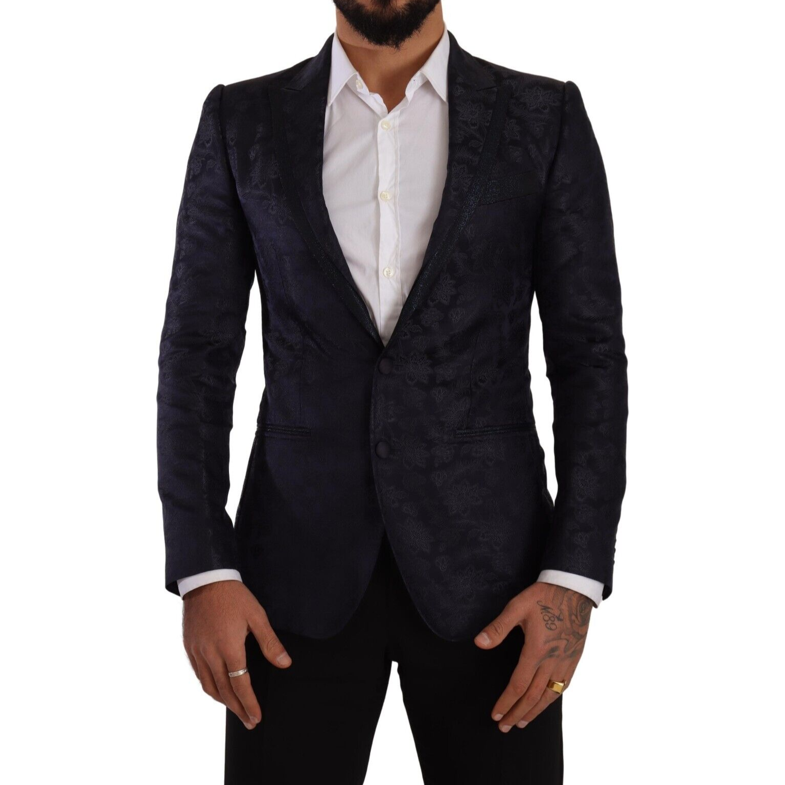 Dolce & Gabbana Dark Blue Silk MARTINI Formal Blazer