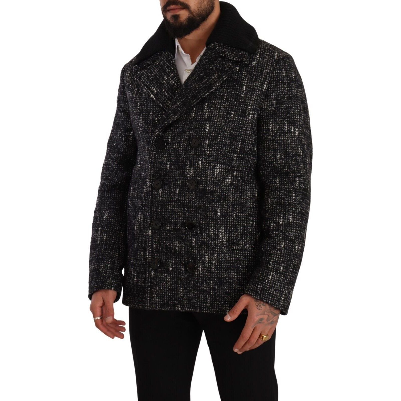 Dolce & Gabbana Grey Wool Blend Overcoat