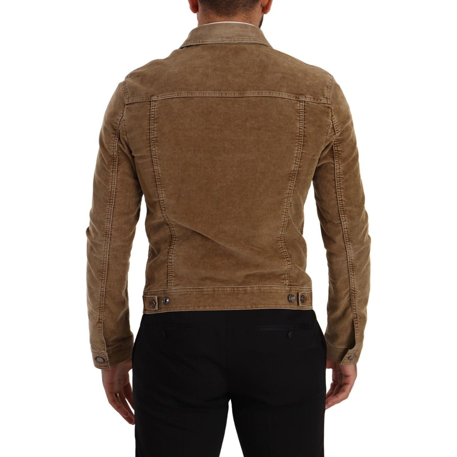 Dolce & Gabbana Green Corduroy Logo Jacket for Luxe Style